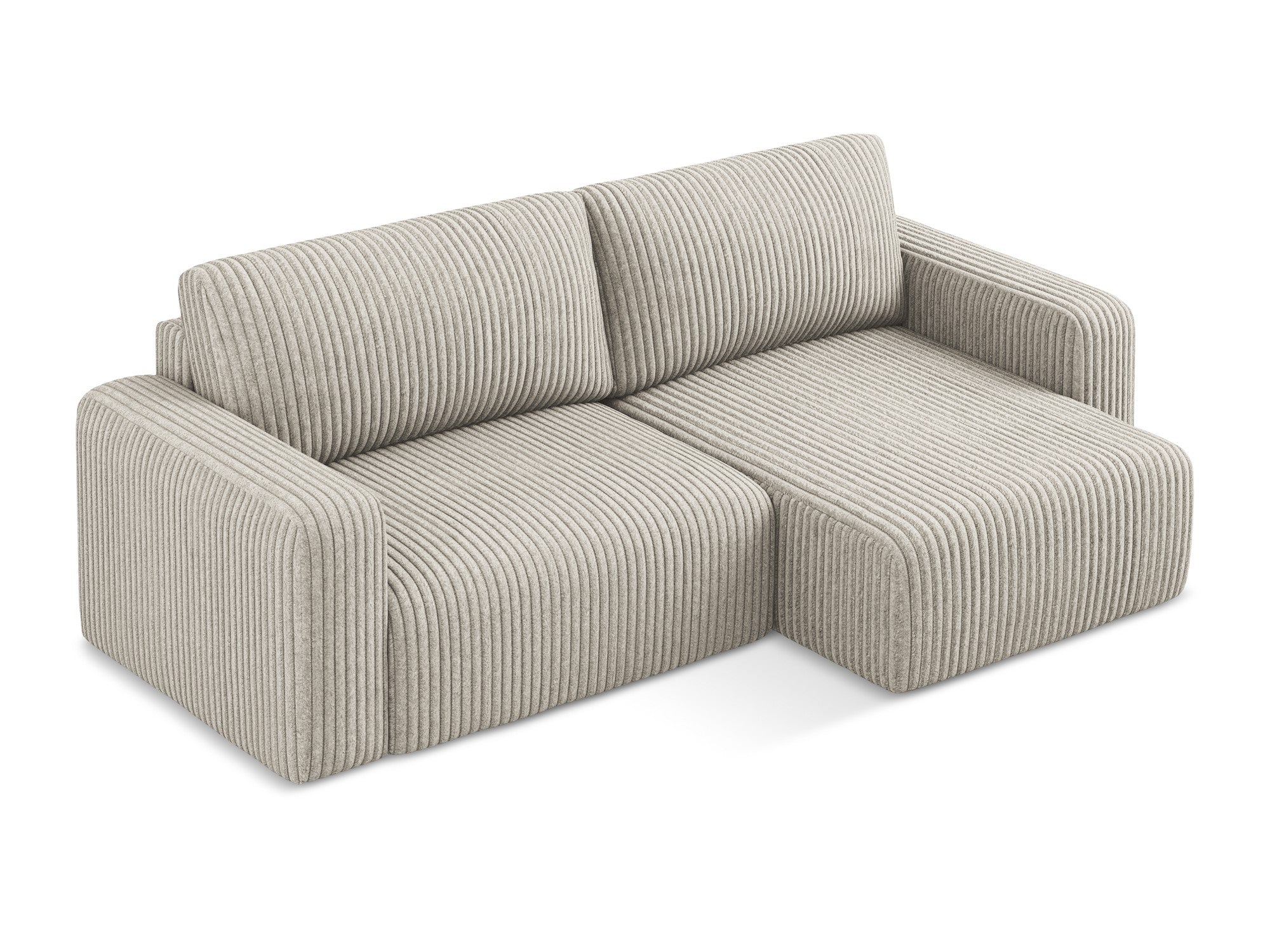 Rechtsseitige Eckcouch mit Schlaffunktion KONA dunkelbeige Cord