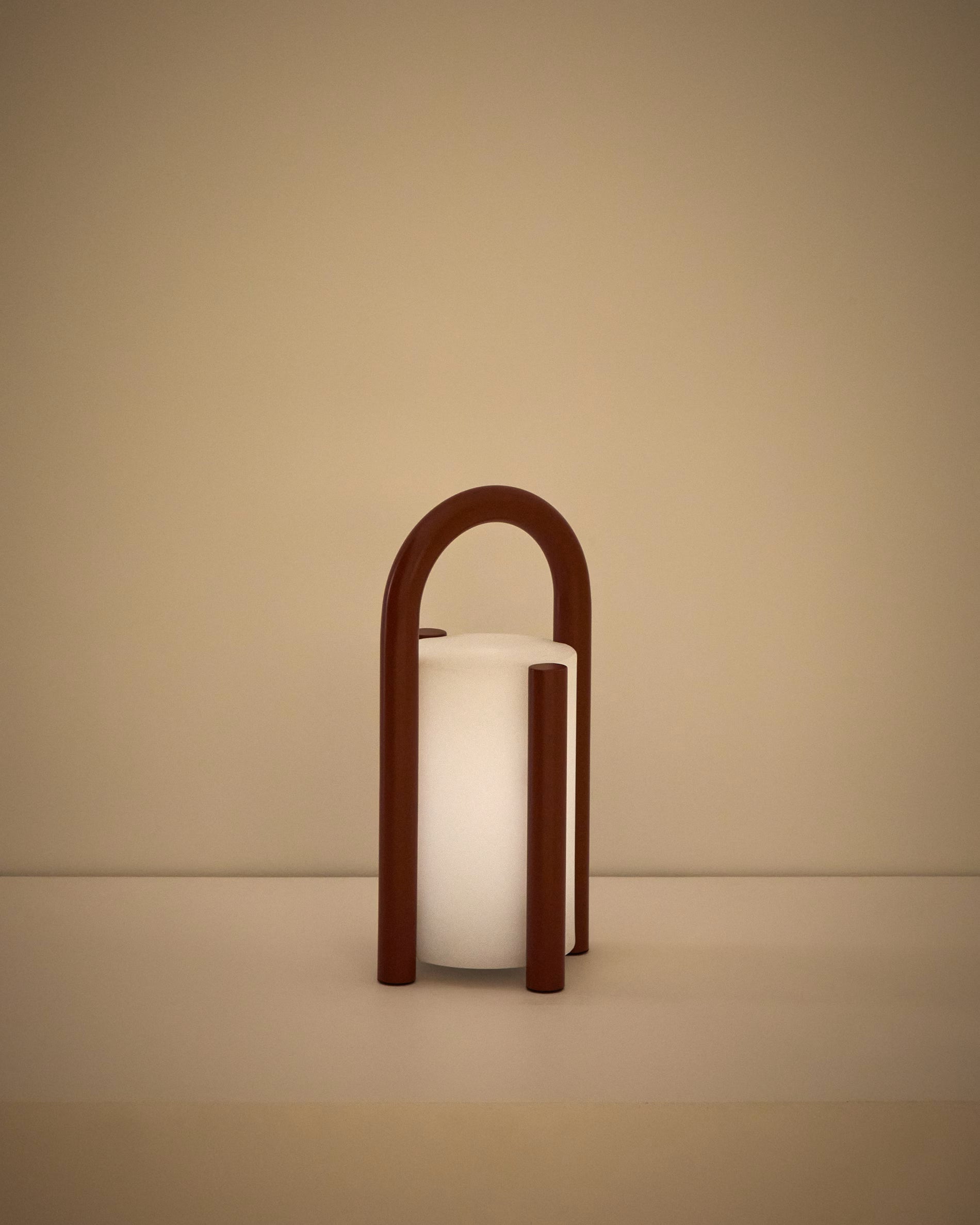 Lampa ogrodowa przenośna LEROS terakota