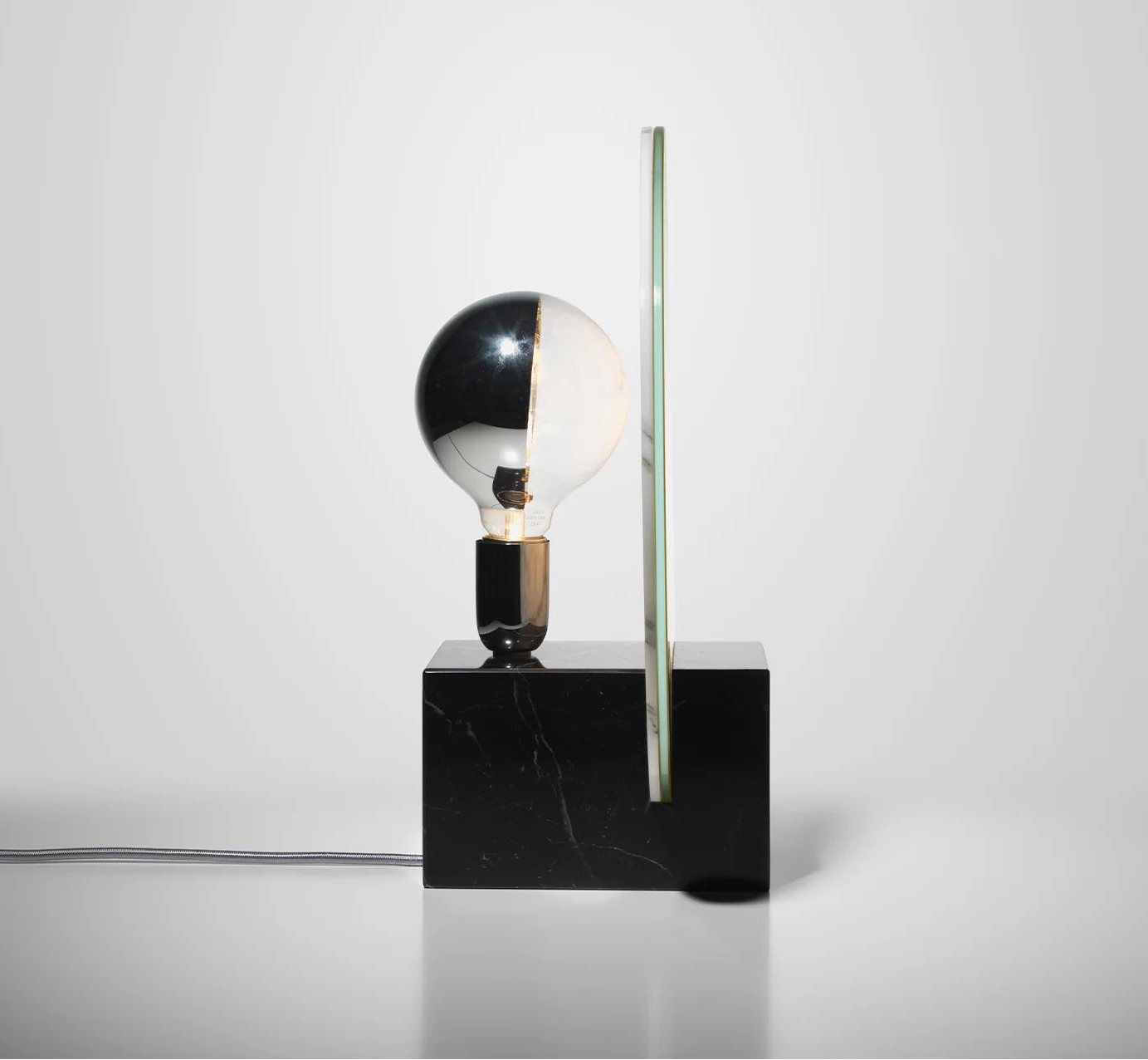 Lampa stołowa ACID MARBLE kwasowożółty z czarną marmurową podstawą