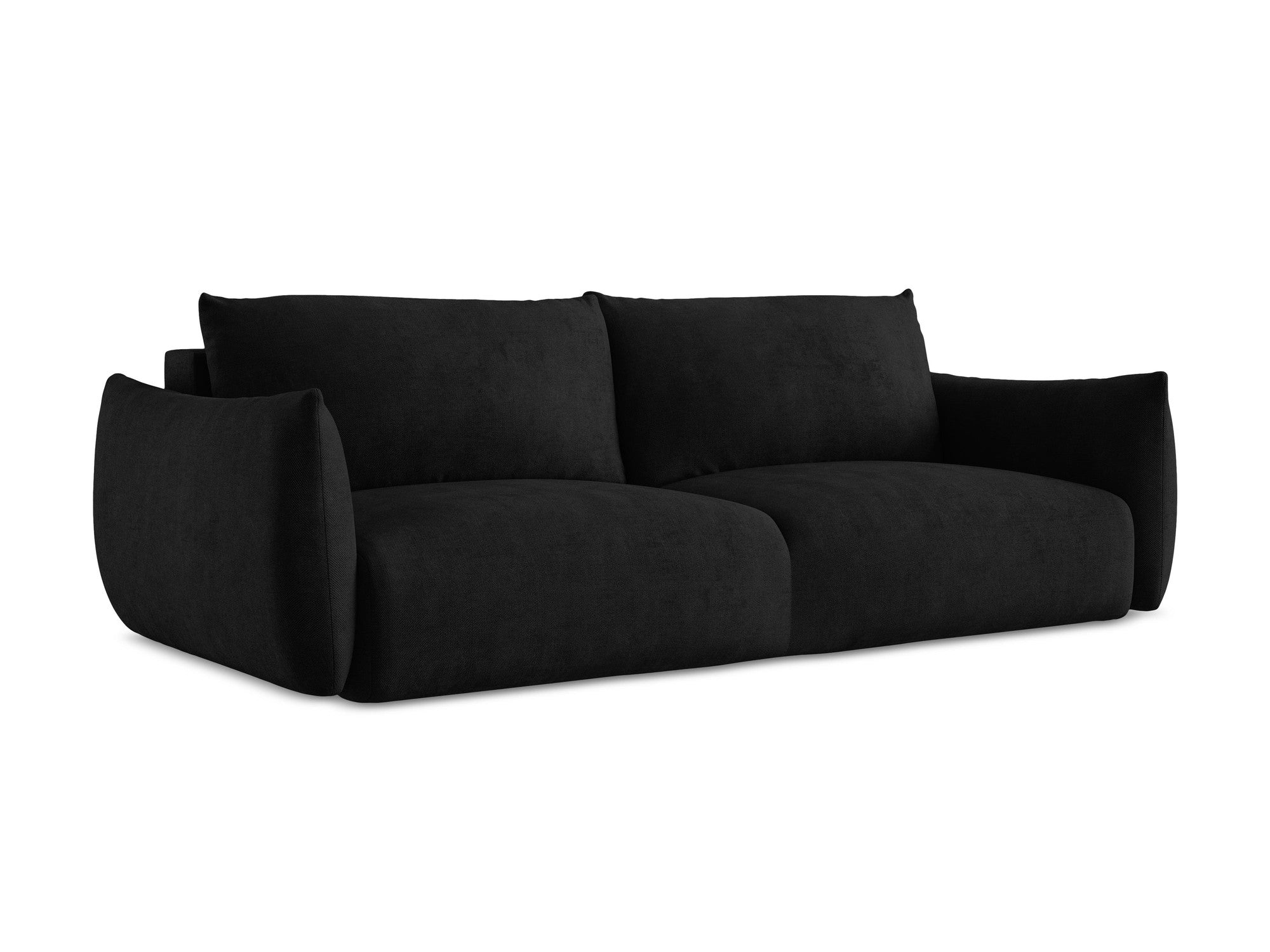 Sofa für 3 Personen mit Schlaf-Funktion LEILA schwarzer Chenille
