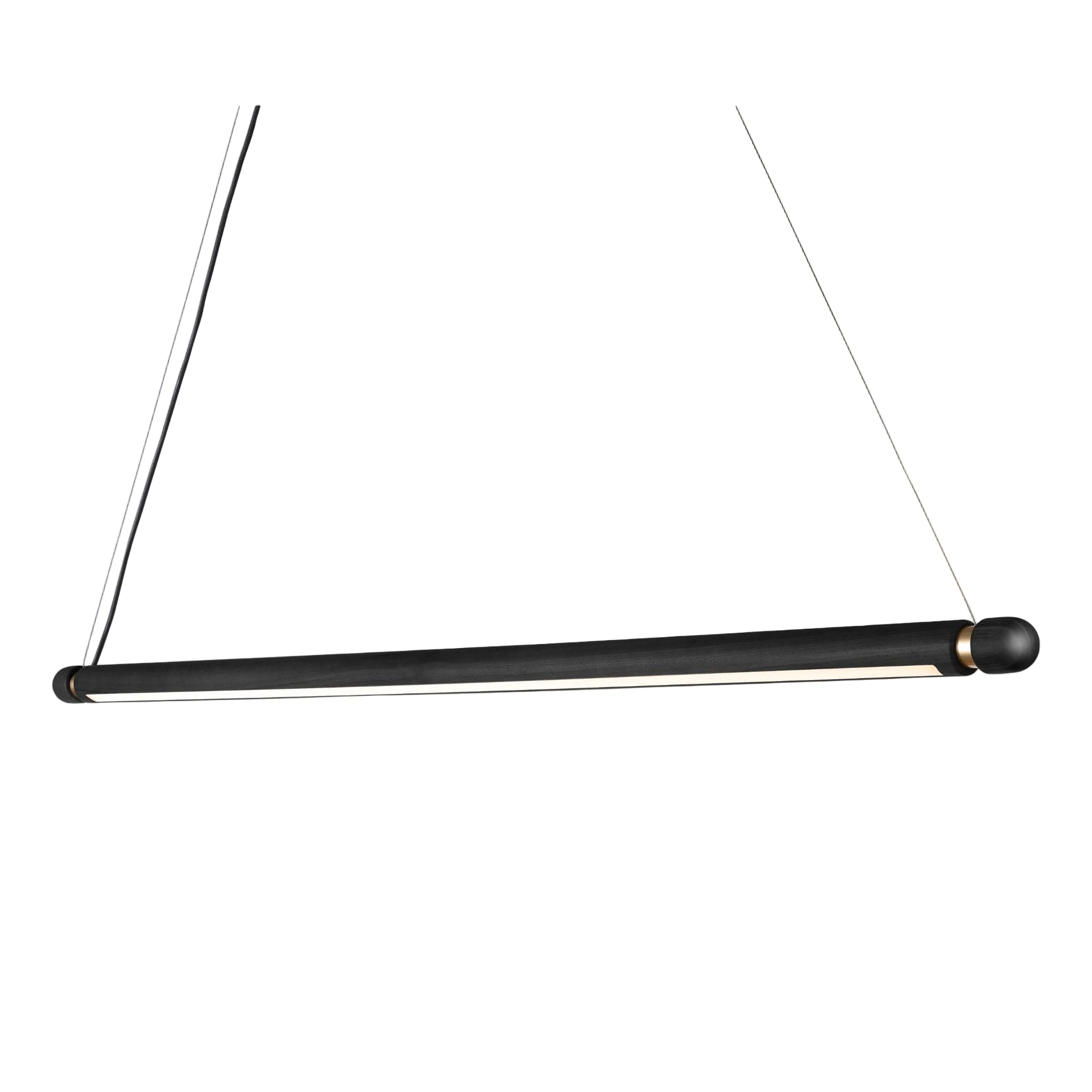 Lampa wisząca LINEA H czarne drewno jesionowe z mosiężnym wykończeniem