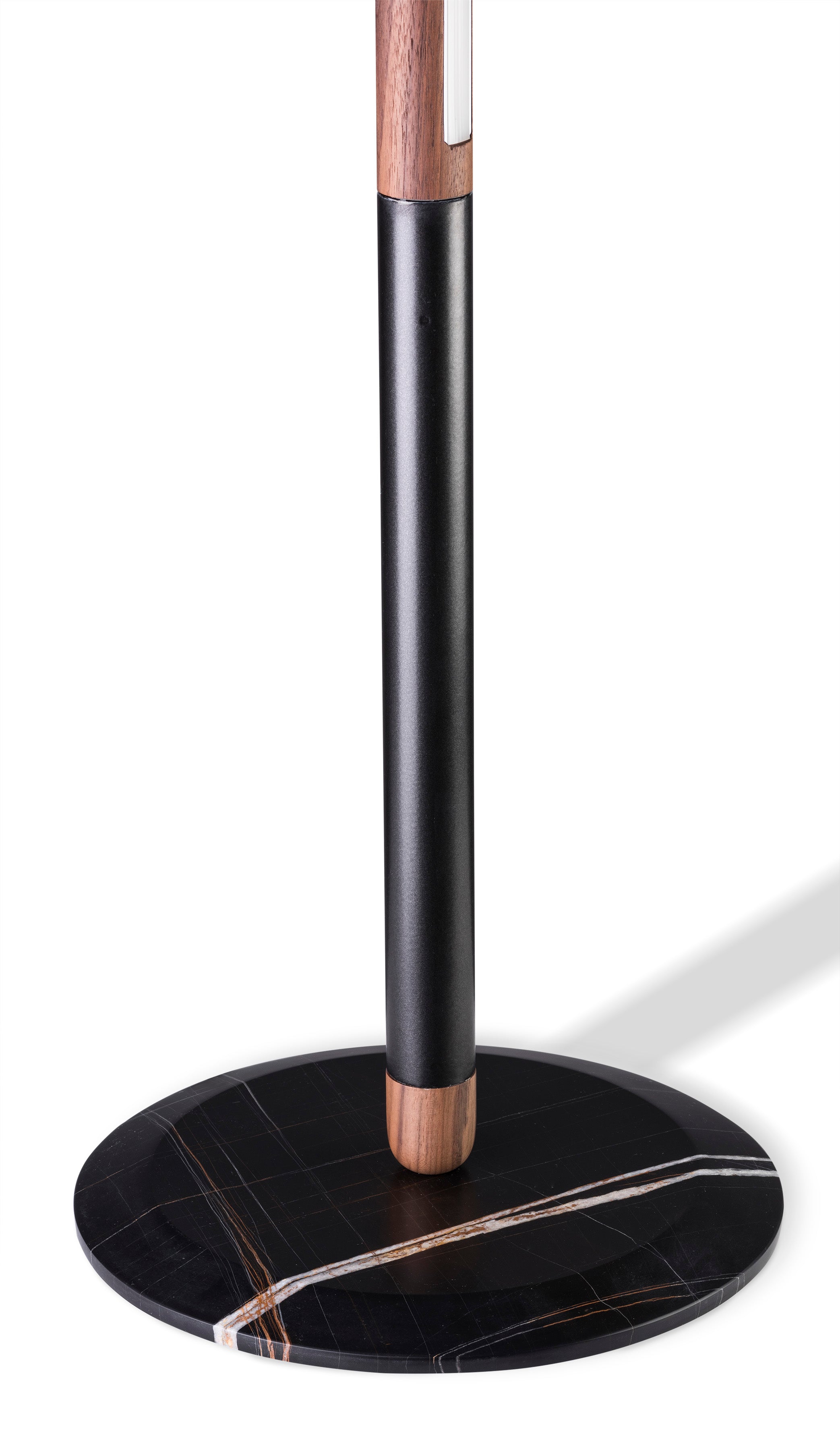 LINEA UNO floor lamp in walnut wood with graphite finish and marble base
