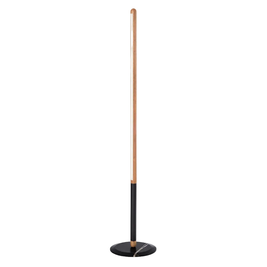 LINEA UNO Floor Lamp in Oak Wood with Graphite Finish and Marble Base