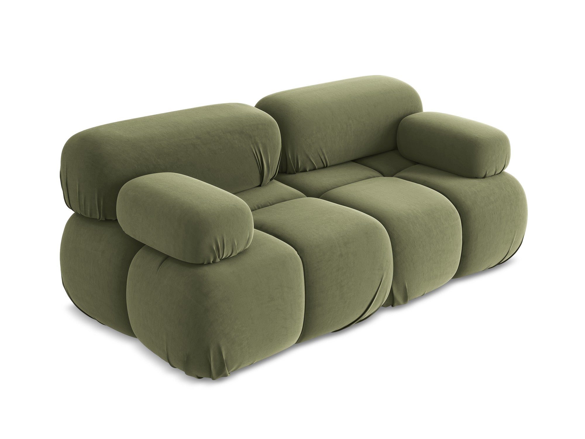 Sofa modułowa aksamitna 2-osobowa LOKUA oliwkowy