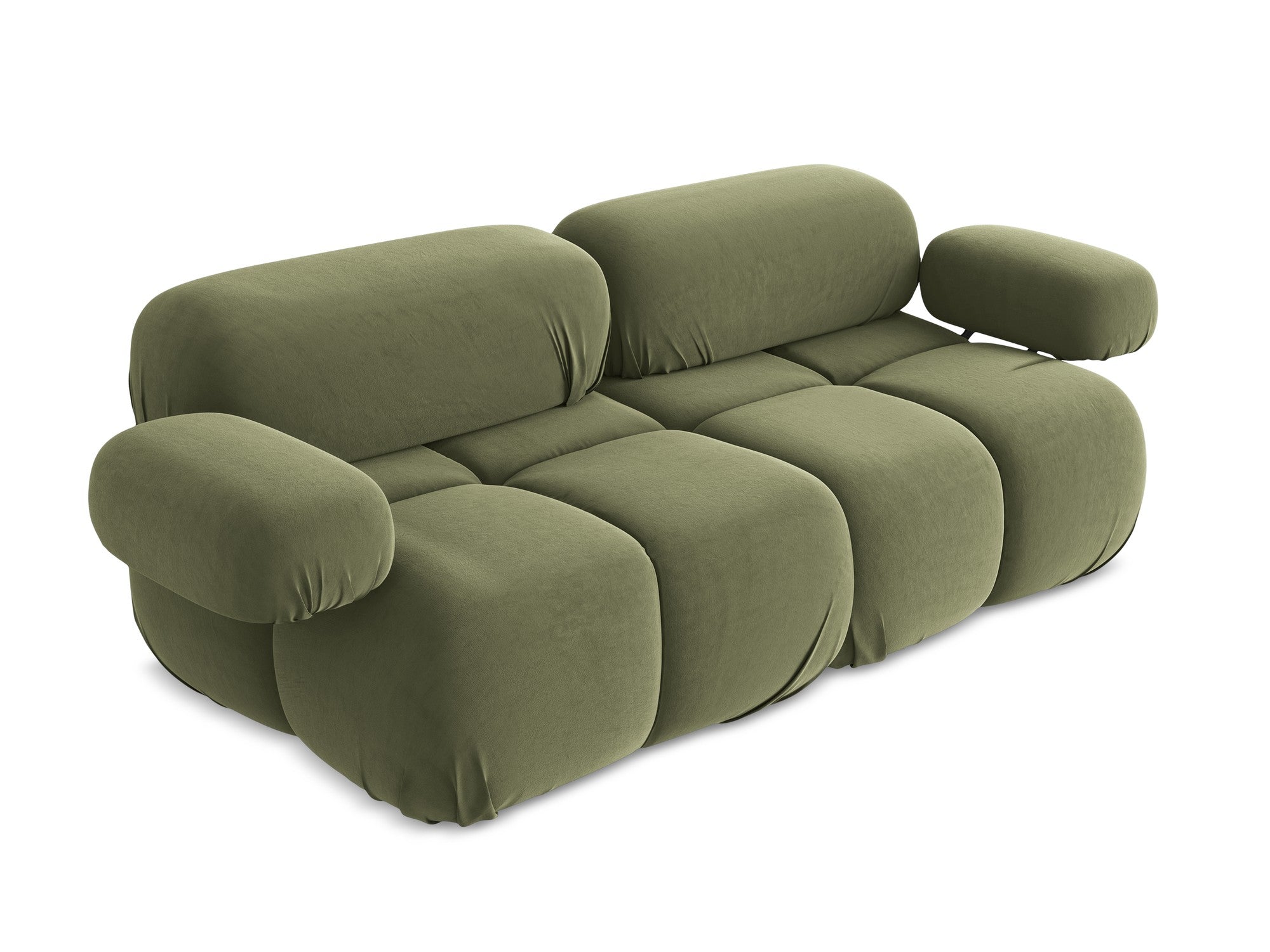 Sofa modułowa aksamitna 2-osobowa LOKUA oliwkowy