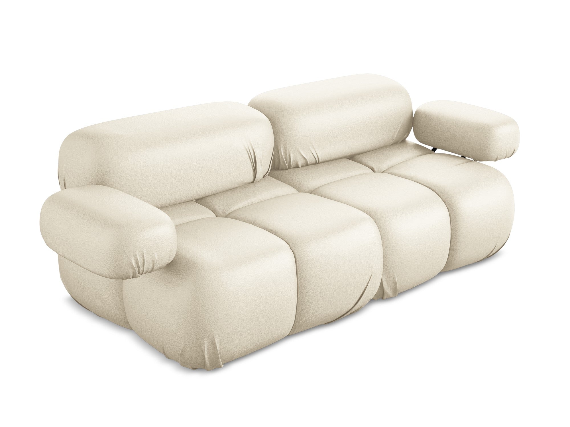 Sofa modułowa 2-osobowa LOKUA jasnobeżowa skóra ekologiczna