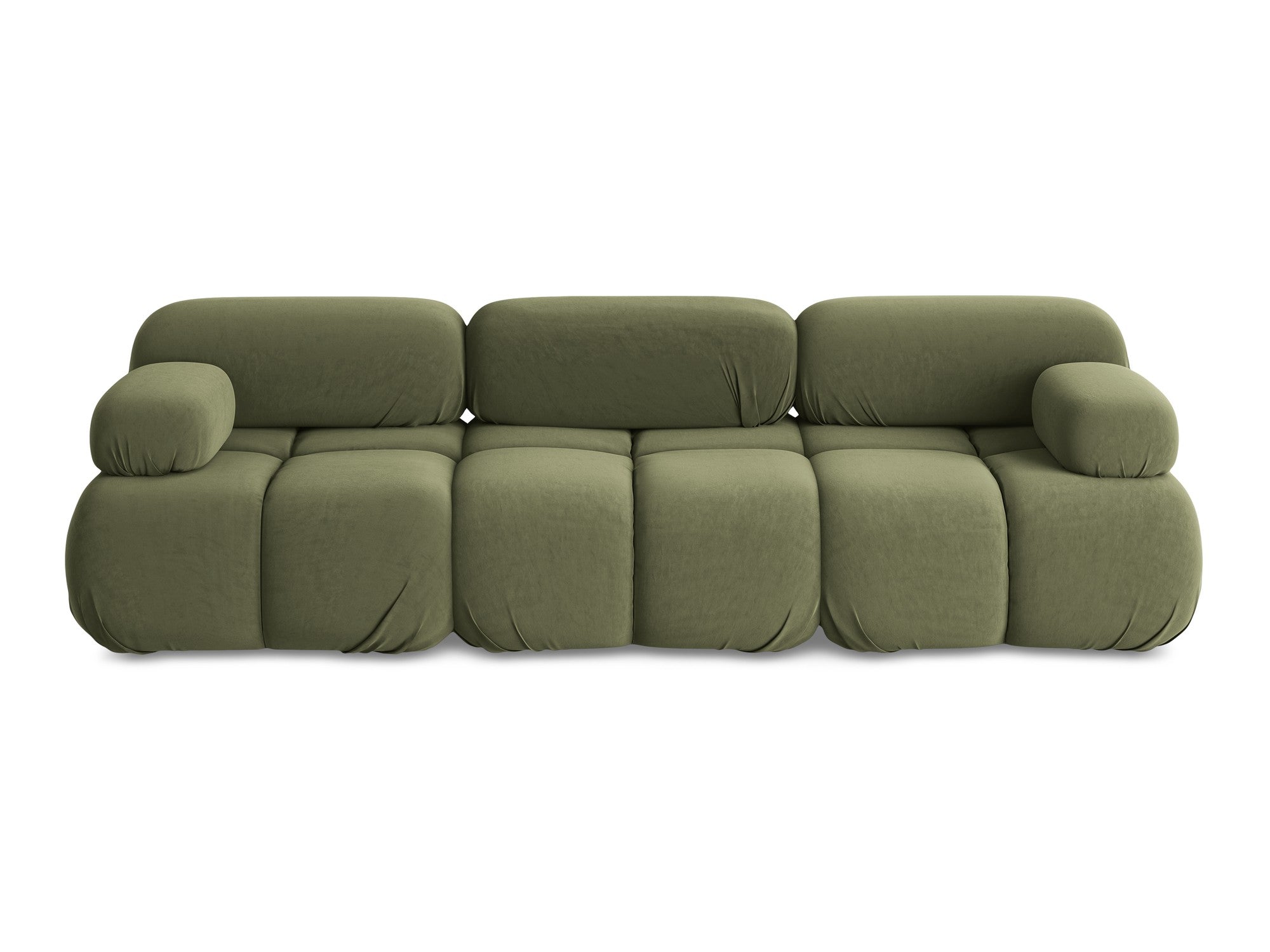 Sofa modułowa aksamitna 3-osobowa LOKUA oliwkowy