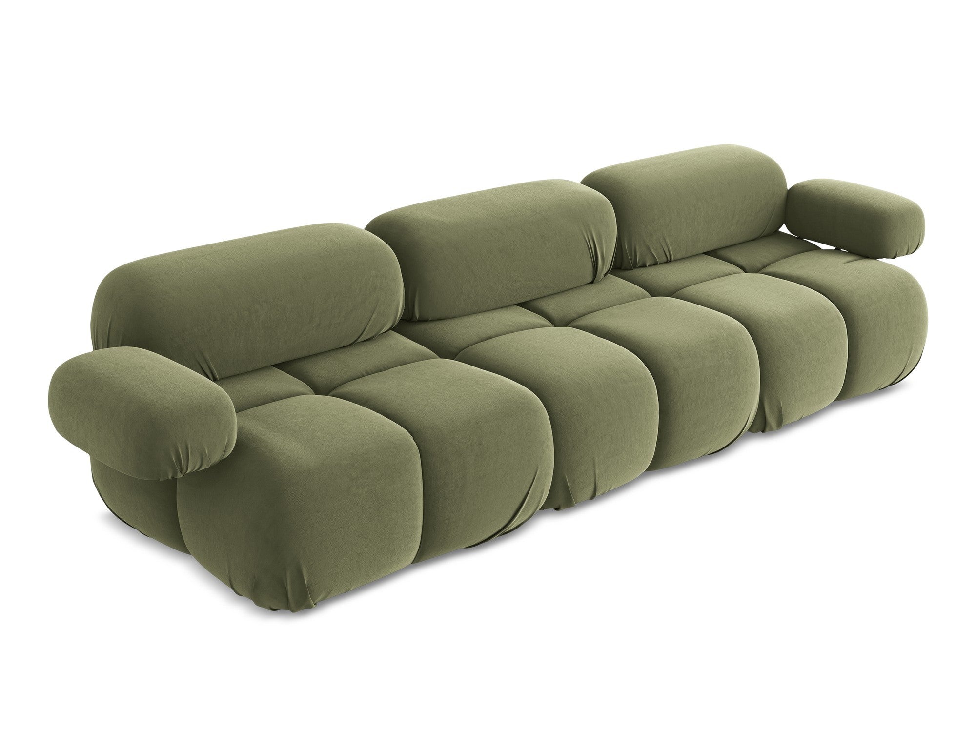 Sofa modułowa aksamitna 3-osobowa LOKUA oliwkowy