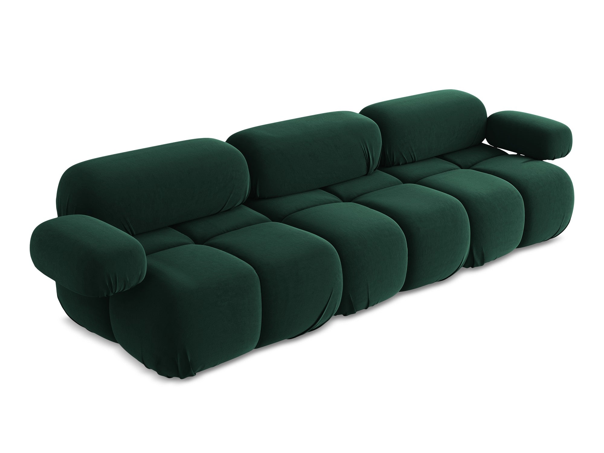 Modular Velvet Sofa for 3 People LOKUA in Bottle Green