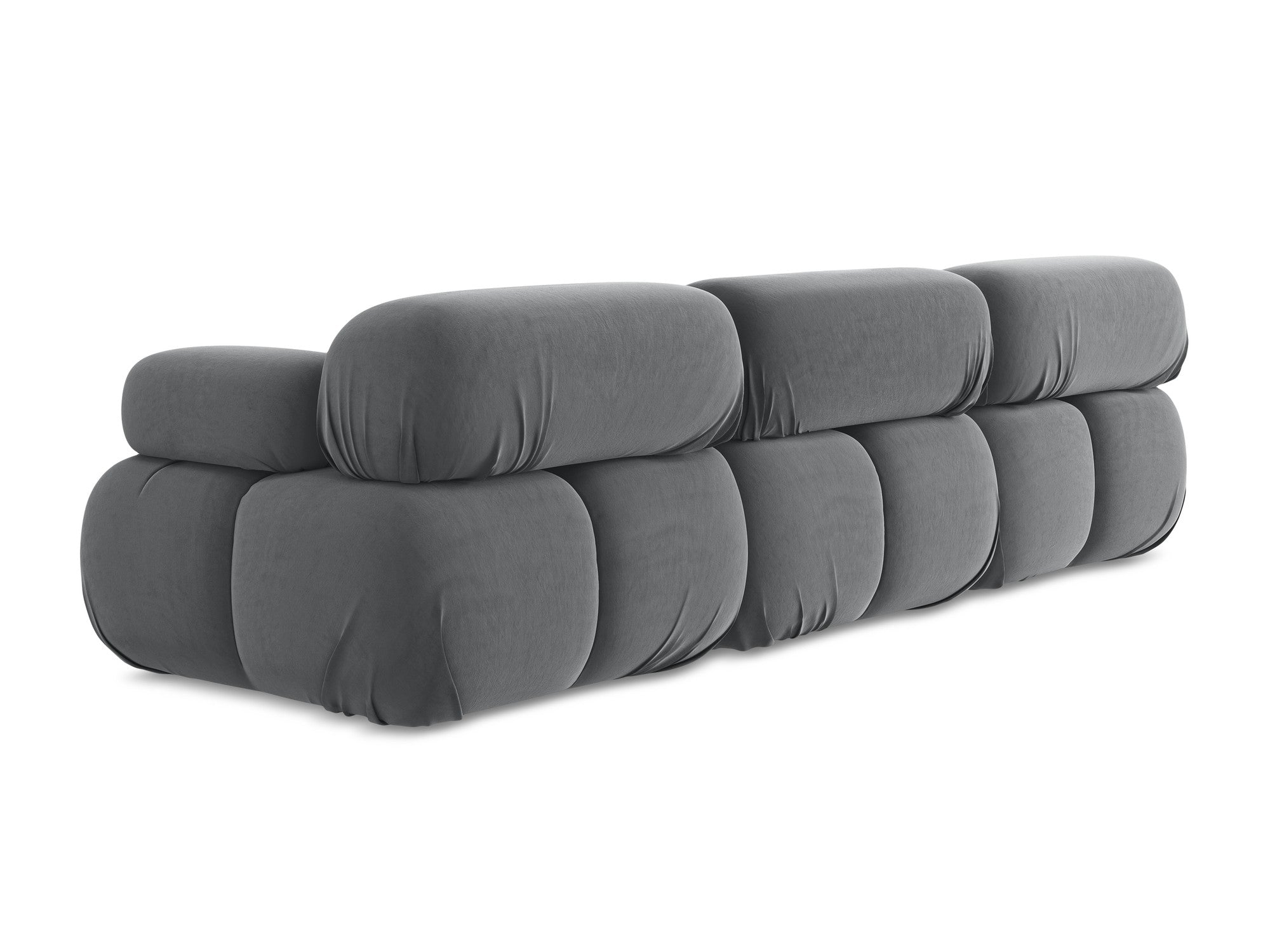 Modular Velvet Sofa for 3 People LOKUA Steel Gray