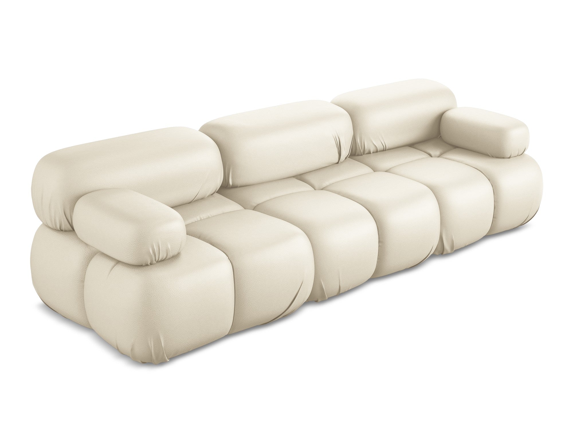 Sofa modułowa 3-osobowa LOKUA jasnobeżowa skóra ekologiczna