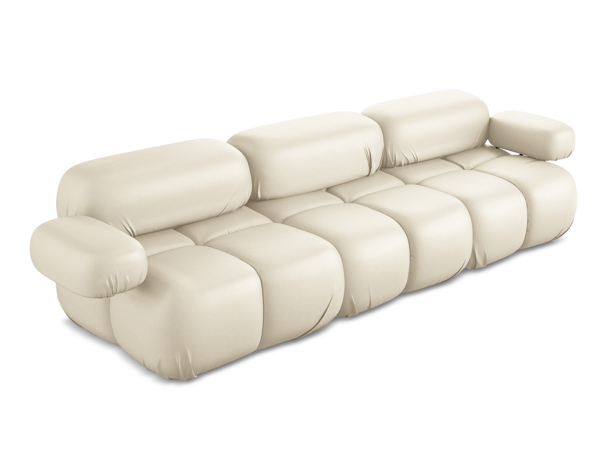 Sofa modułowa 3-osobowa LOKUA jasnobeżowa skóra ekologiczna