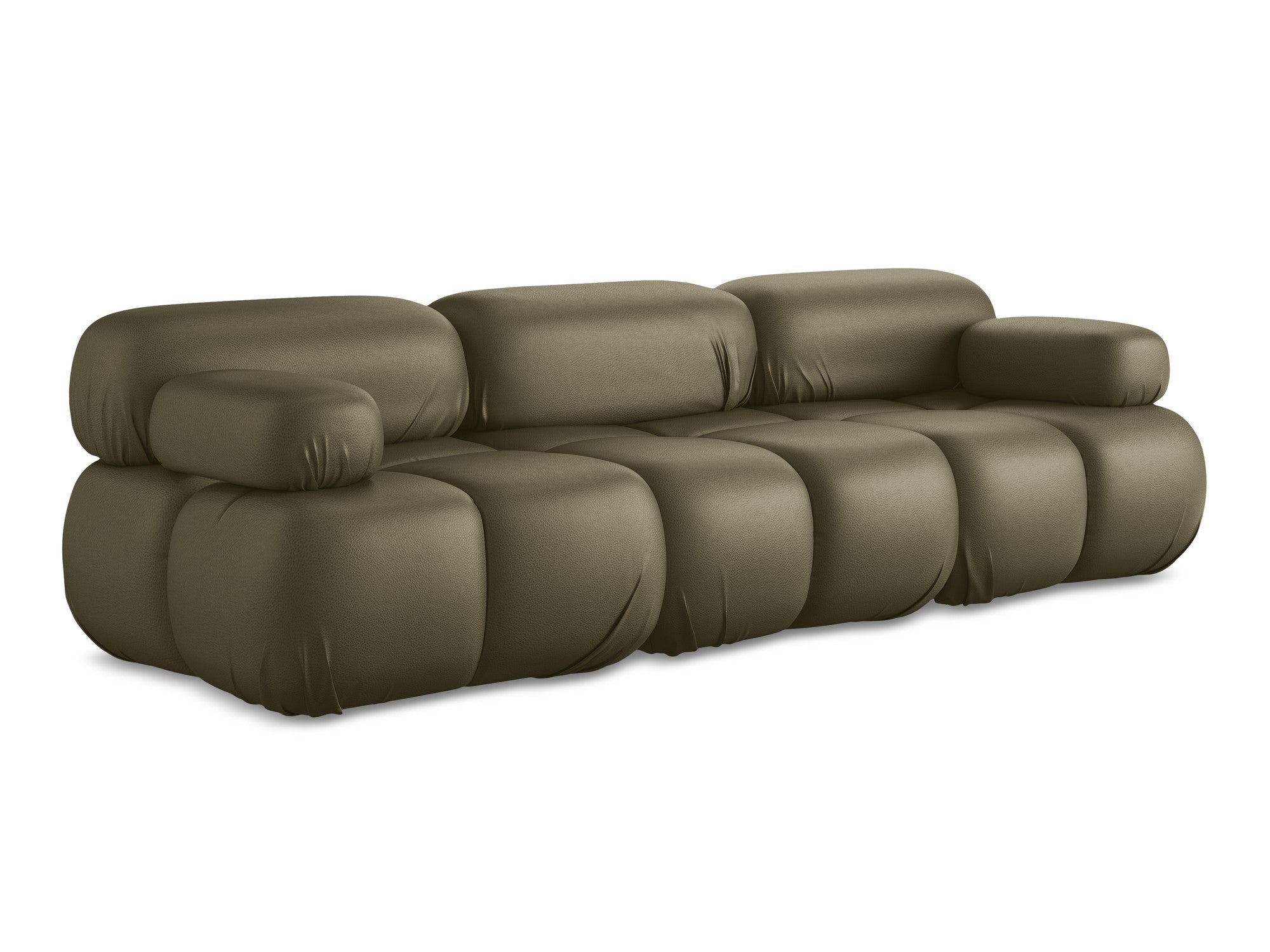 3-seater modular sofa LOKUA in olive eco-leather