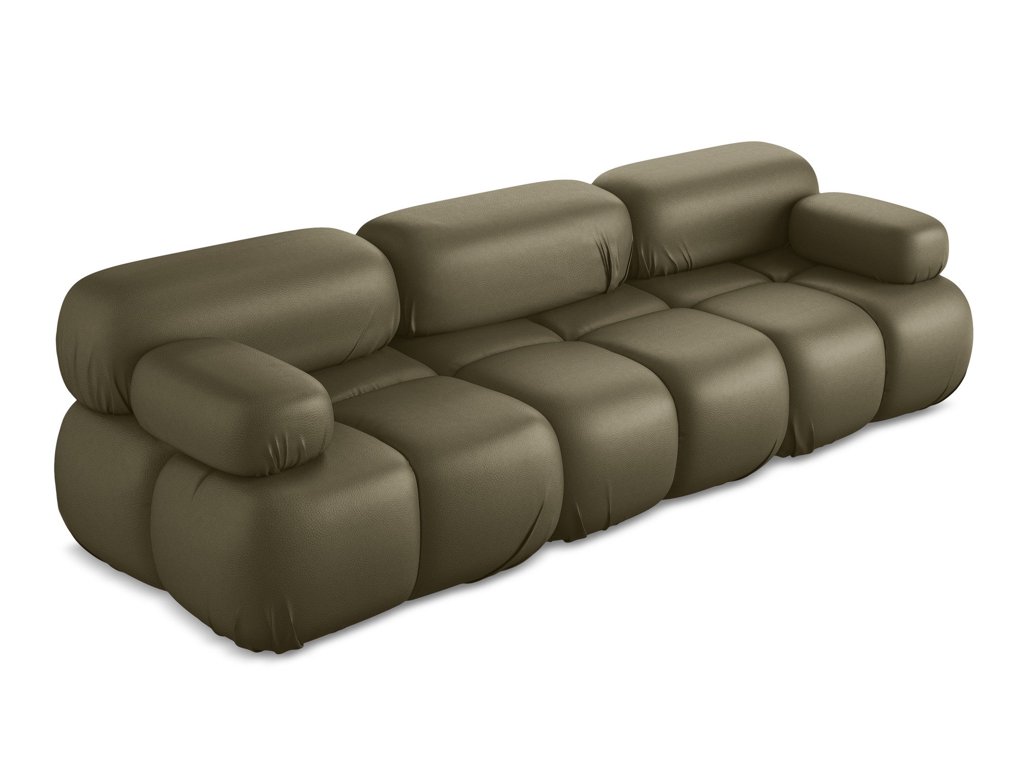 3-seater modular sofa LOKUA in olive eco-leather