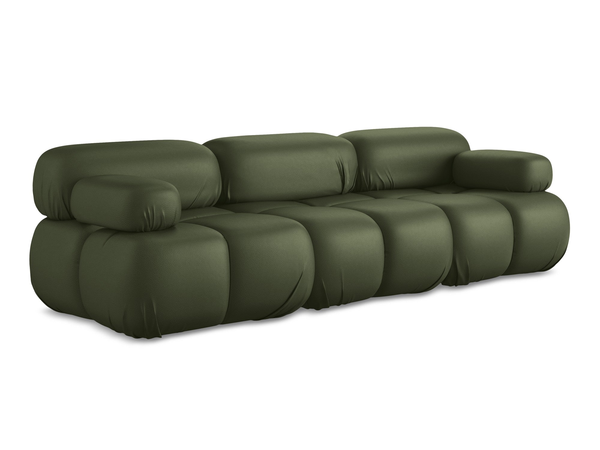 Sofa modułowa 3-osobowa LOKUA ciemnozielona skóra ekologiczna
