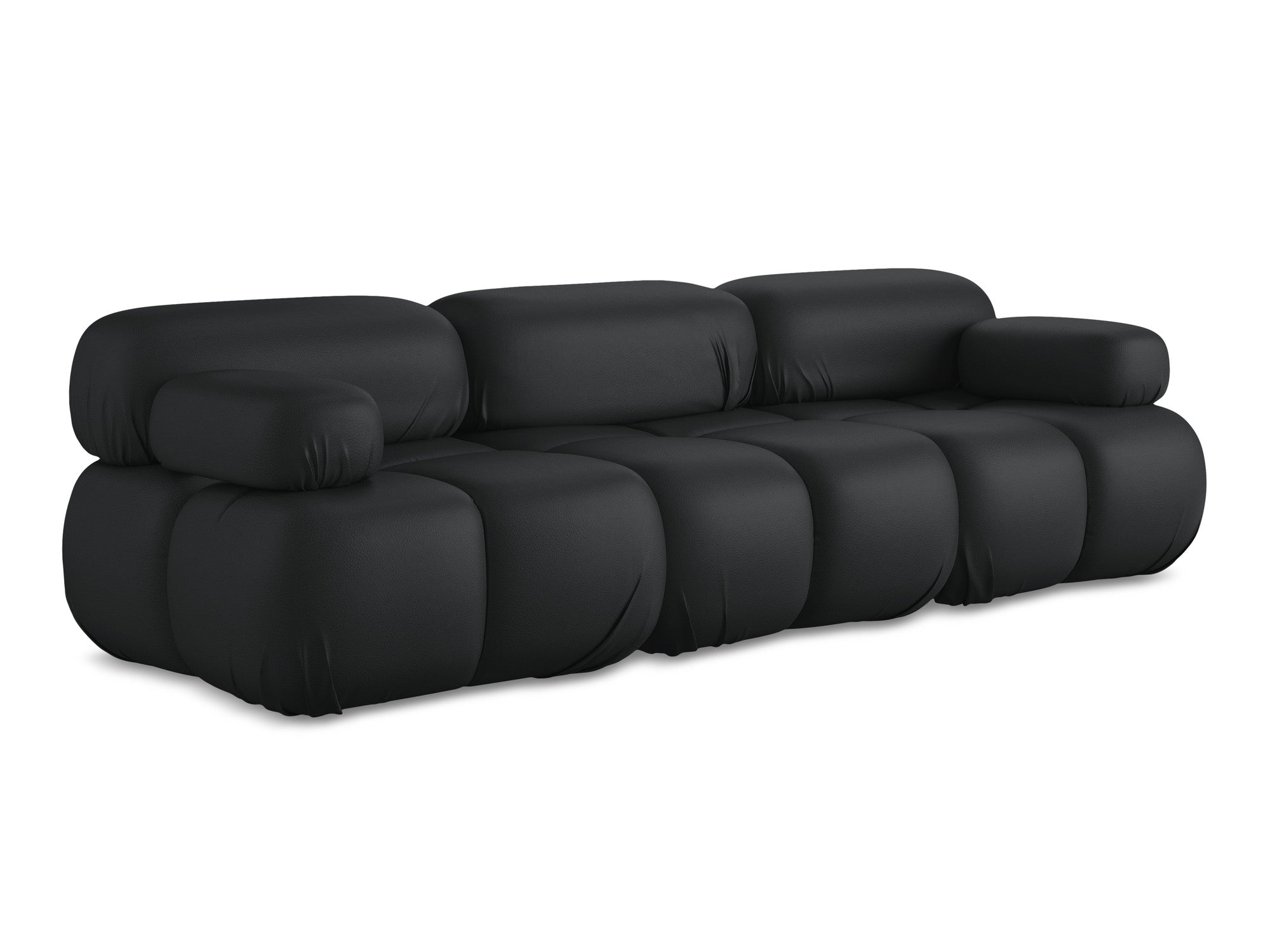 Sofa modułowa 3-osobowa LOKUA czarna skóra ekologiczna