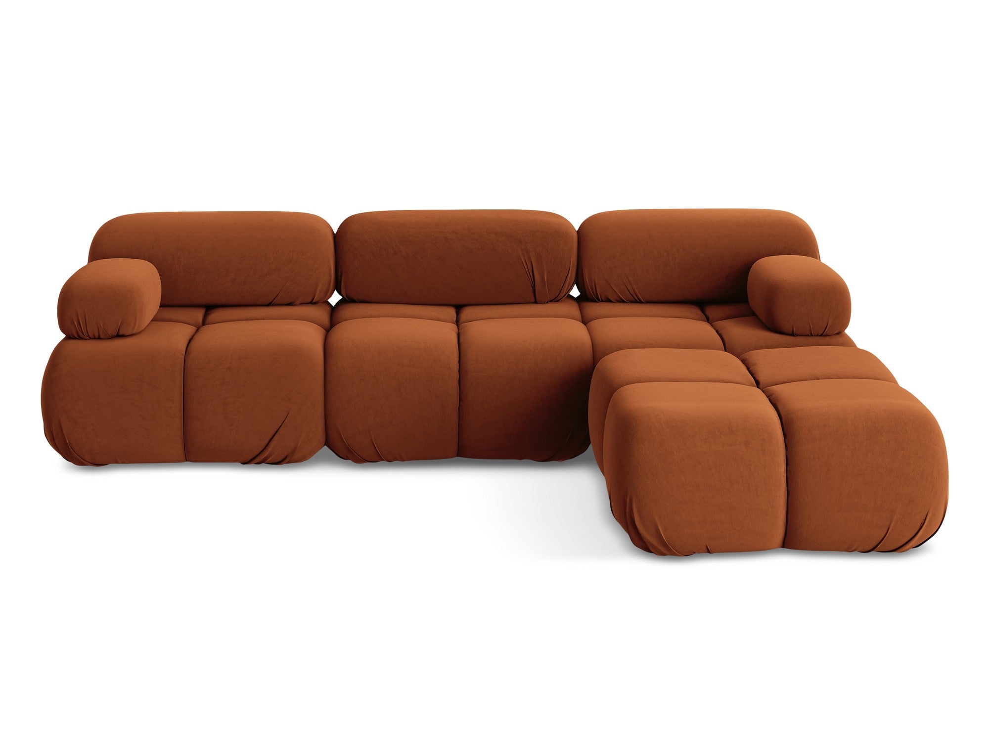 Modularer Samt-Ecksofa LOKUA terrakotta