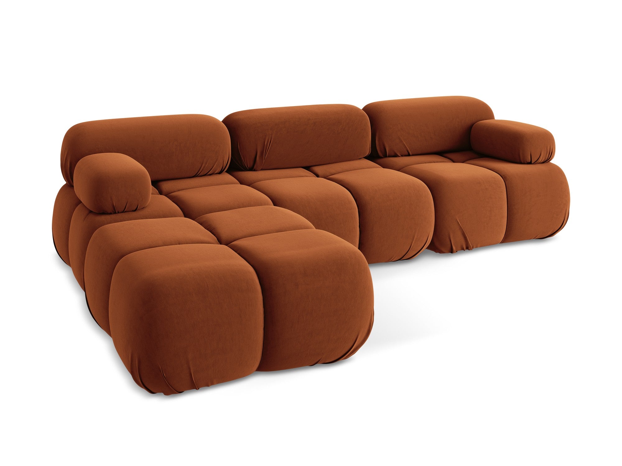 Modularer Samt-Ecksofa LOKUA terrakotta
