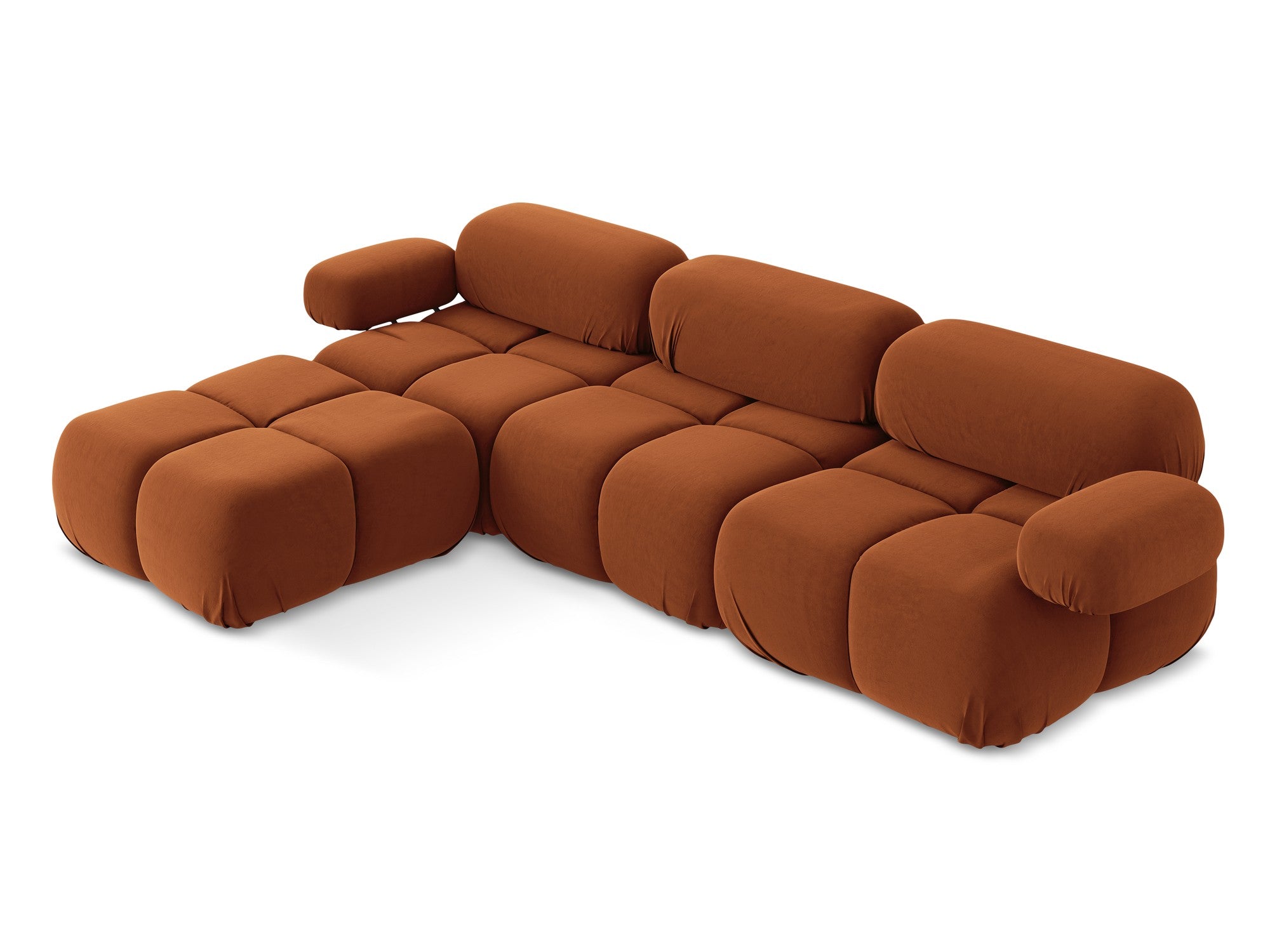 Modularer Samt-Ecksofa LOKUA terrakotta