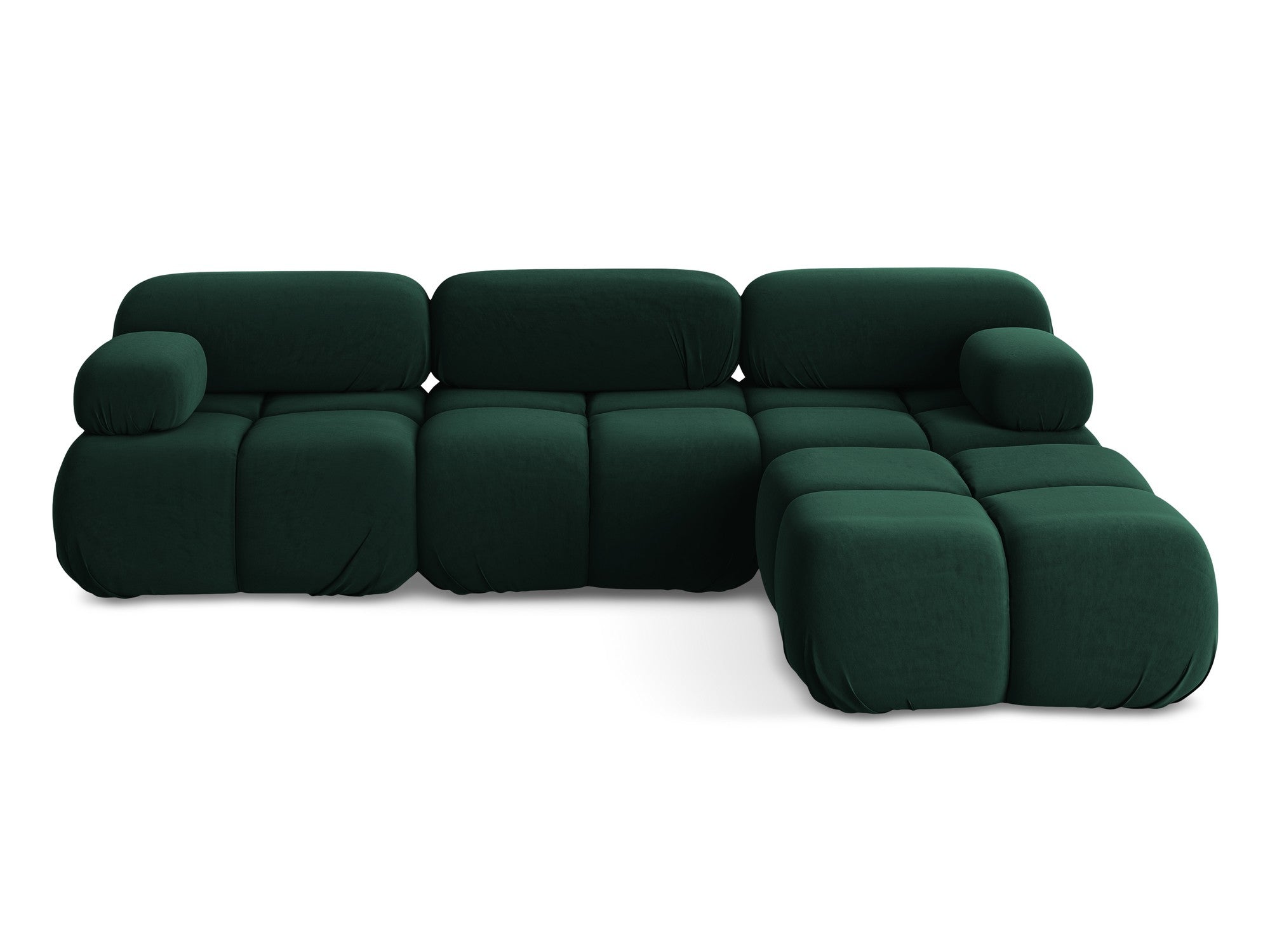 Universal velvet modular corner sofa LOKUA in bottle green