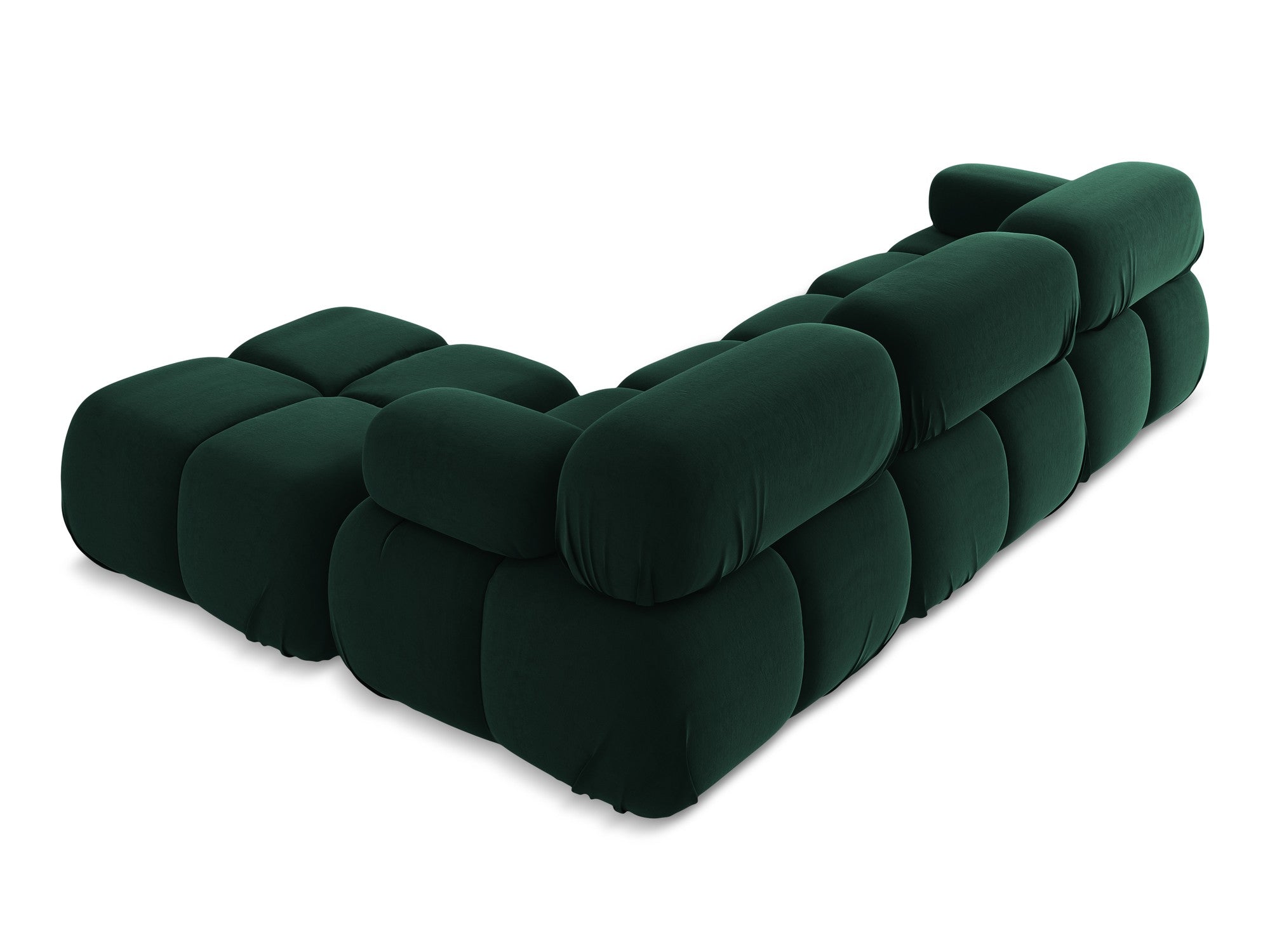 Universal velvet modular corner sofa LOKUA in bottle green