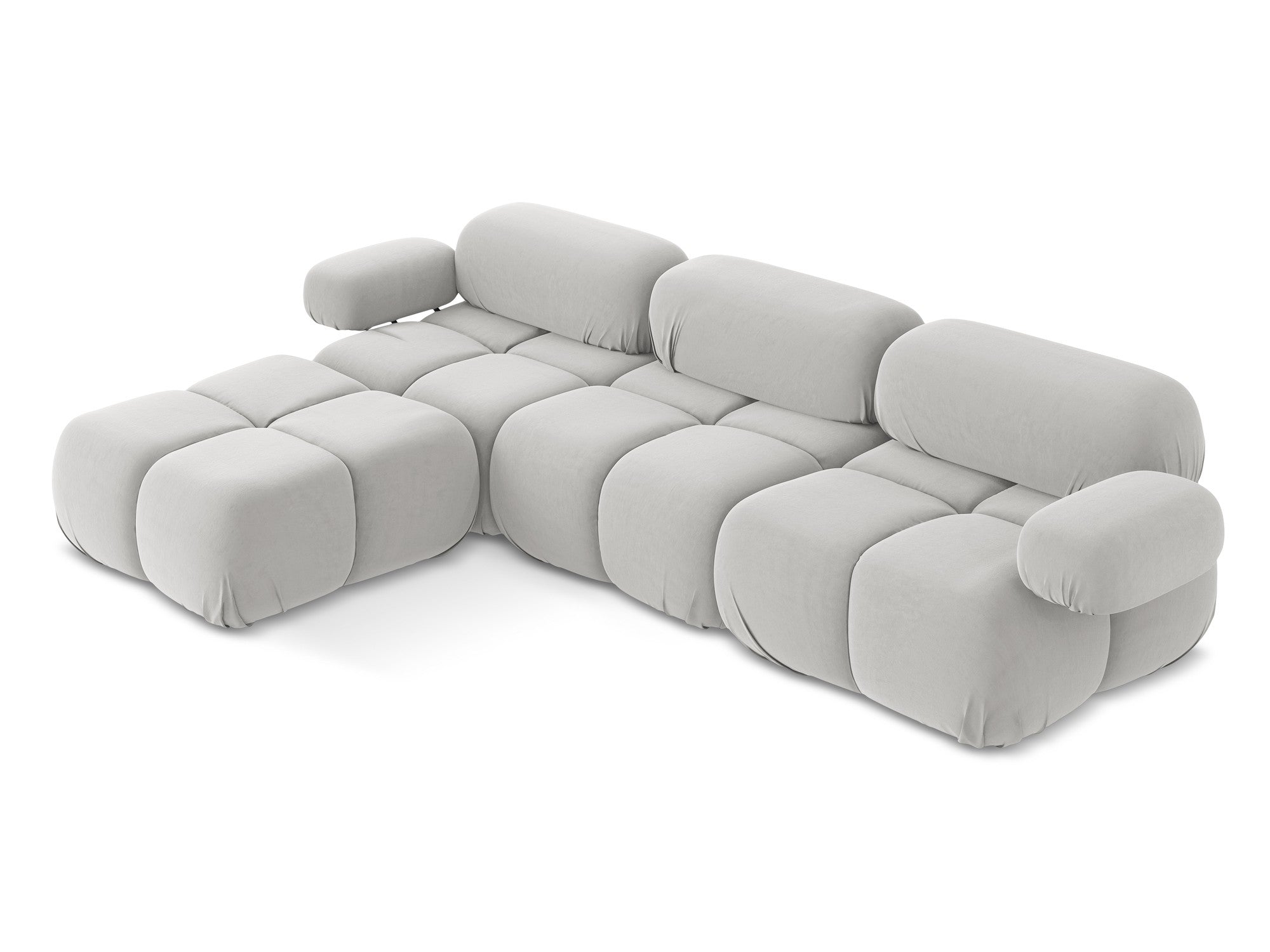 Modularer Samt-Ecksofa LOKUA in Silber