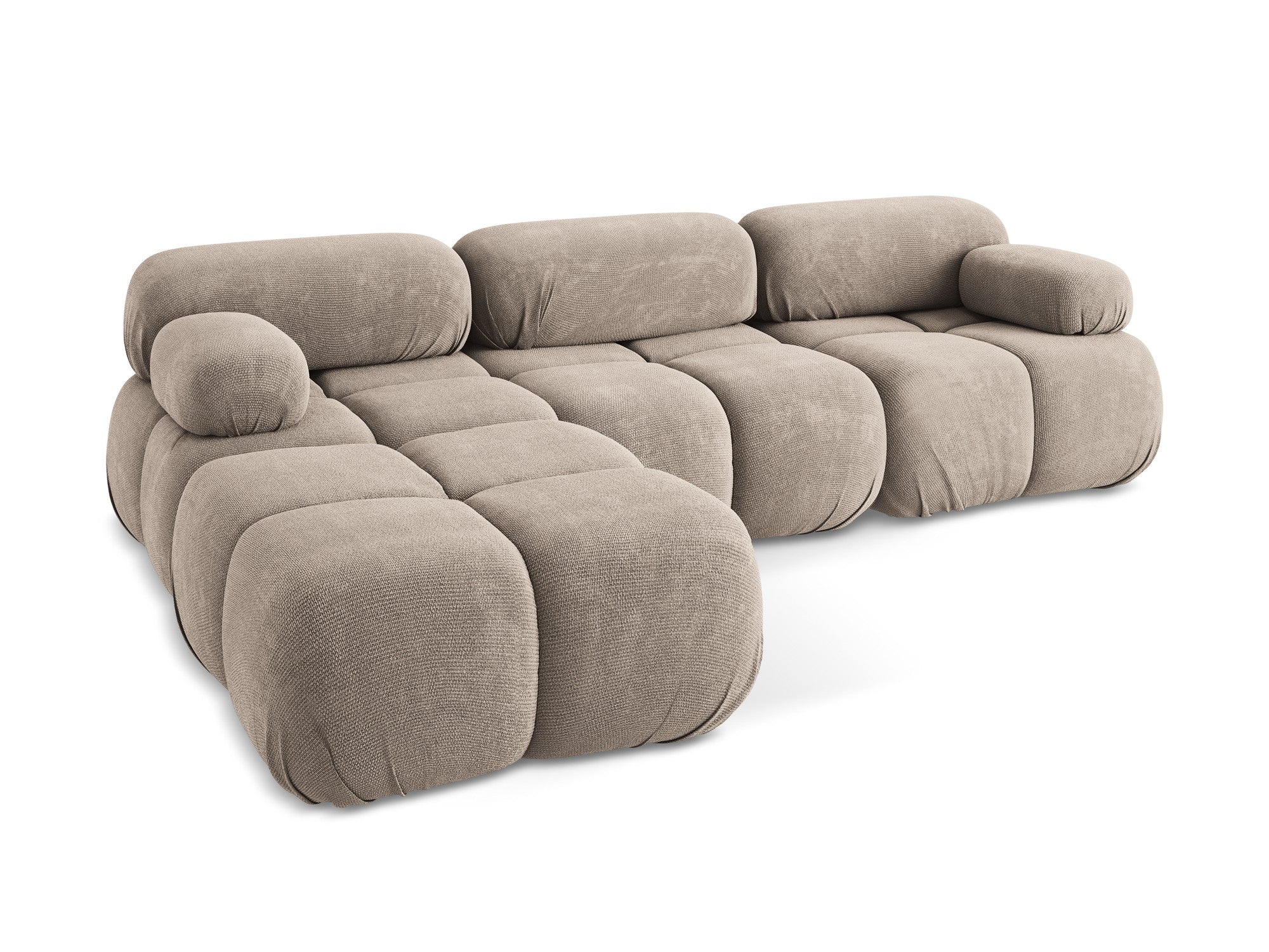 Modularer Ecksofa LOKUA in dunkelbeigem Chenille
