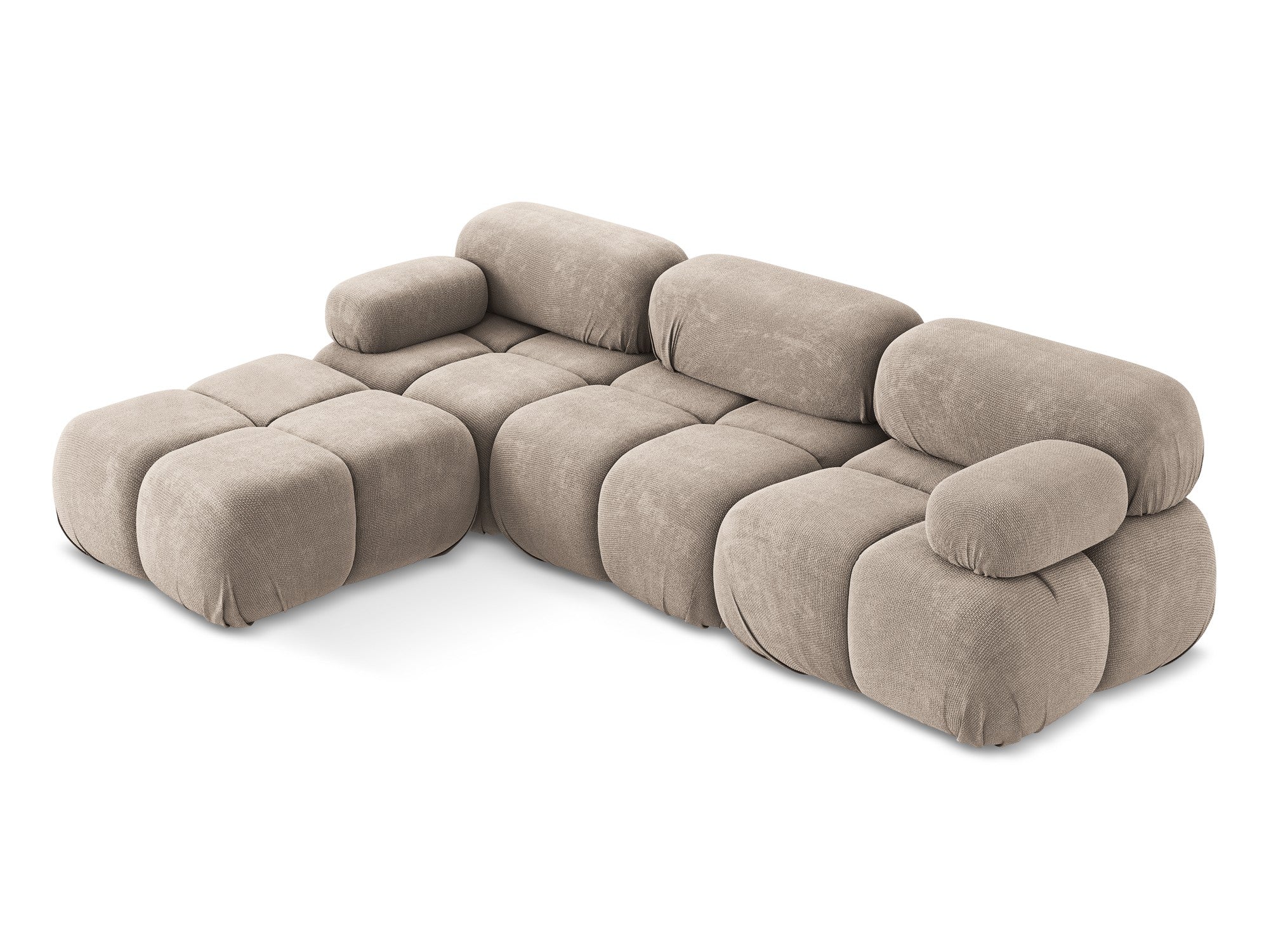 Modularer Ecksofa LOKUA in dunkelbeigem Chenille