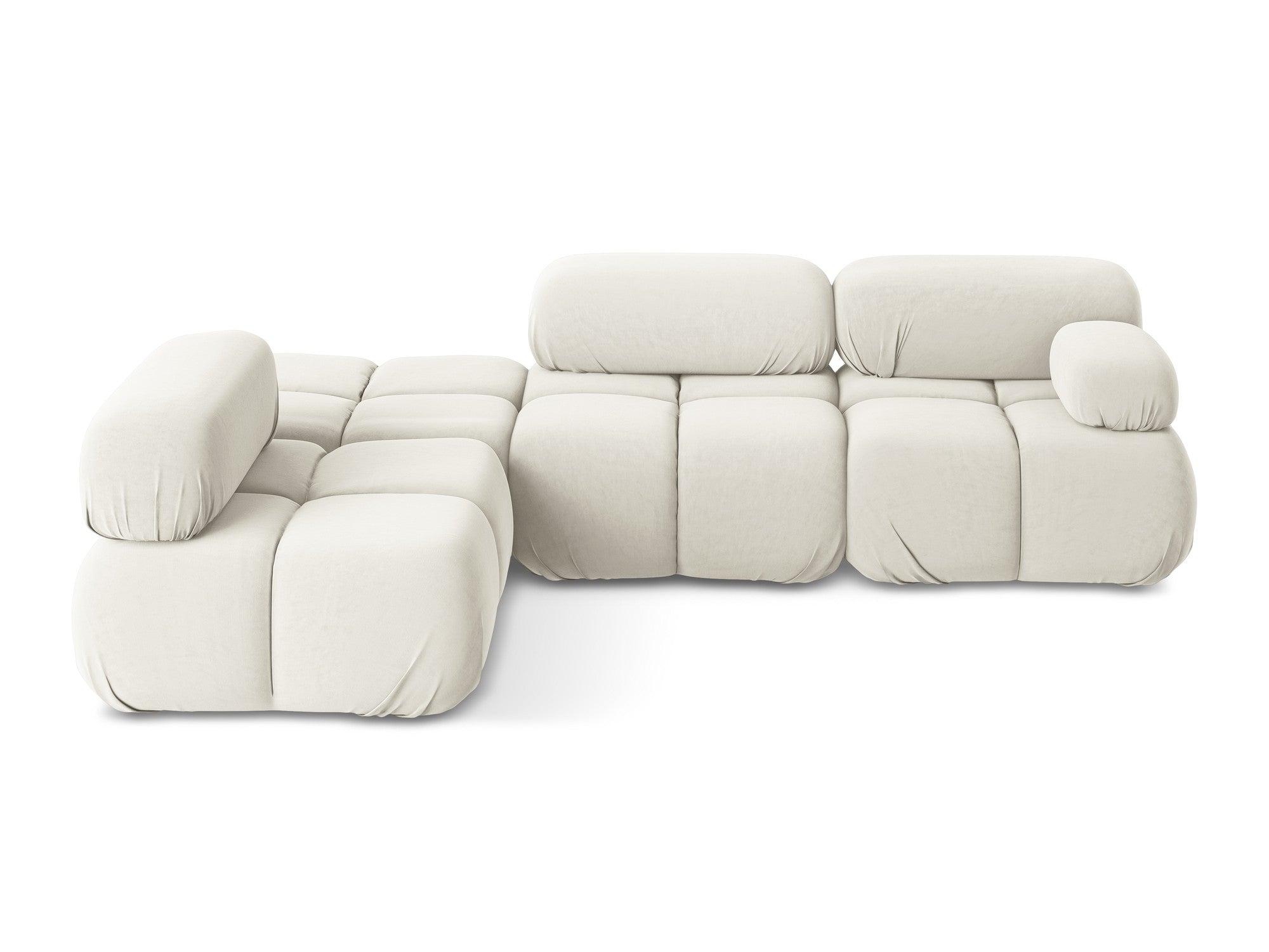 Narożnik modułowy aksamitny lewostronny LOKUA jasnobeżowy