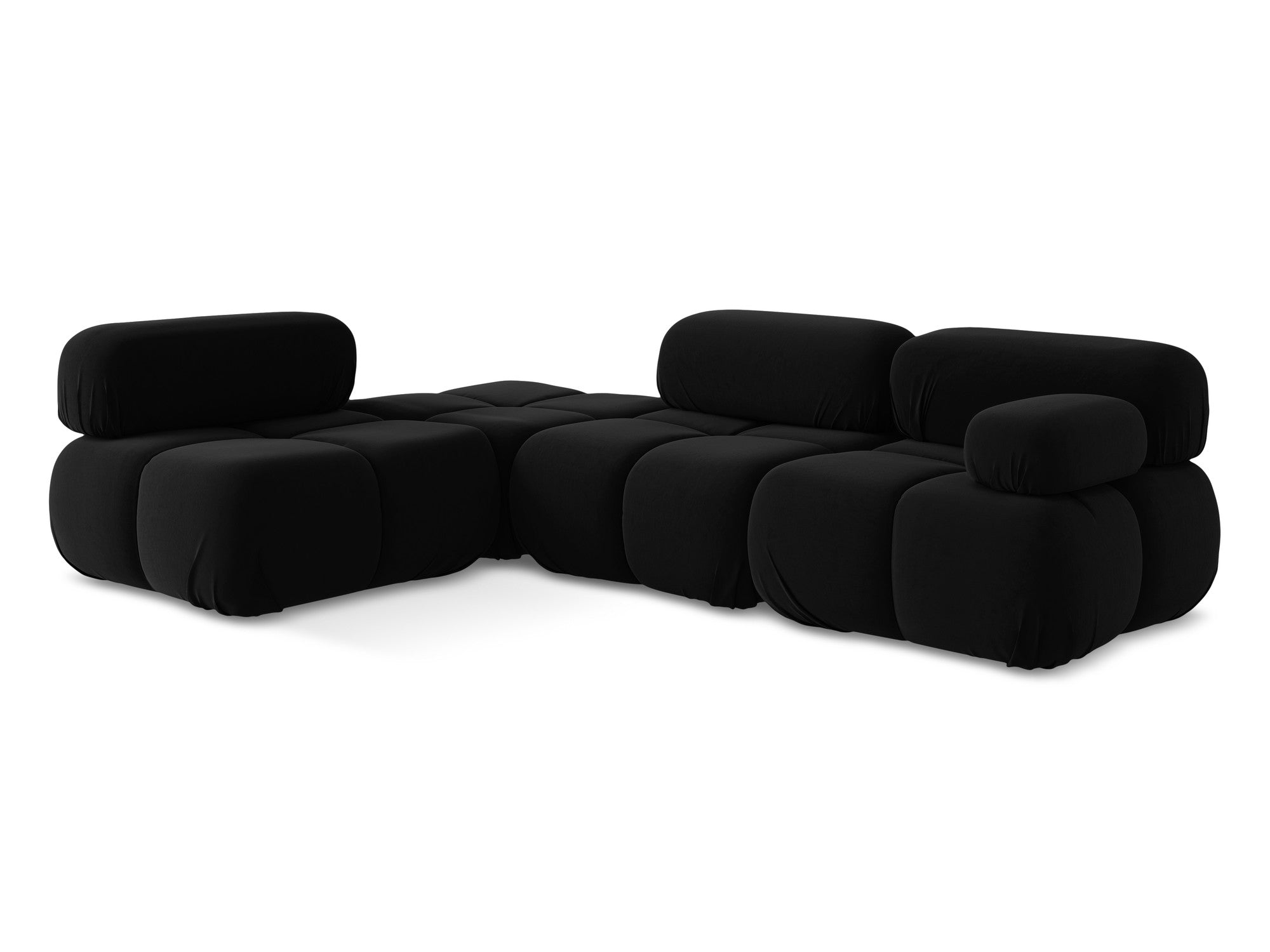 Modularer Samt-Ecksofa links LOKUA schwarz