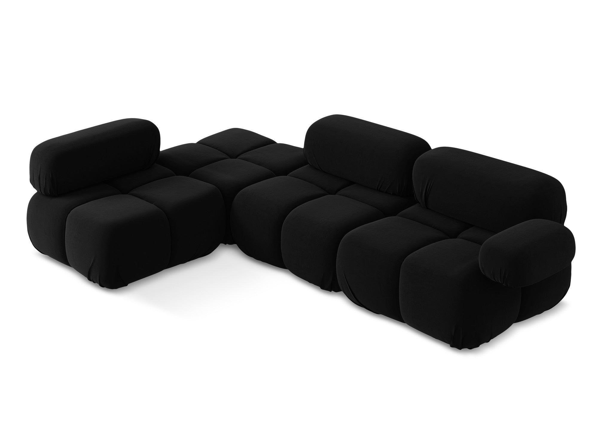 Modularer Samt-Ecksofa links LOKUA schwarz