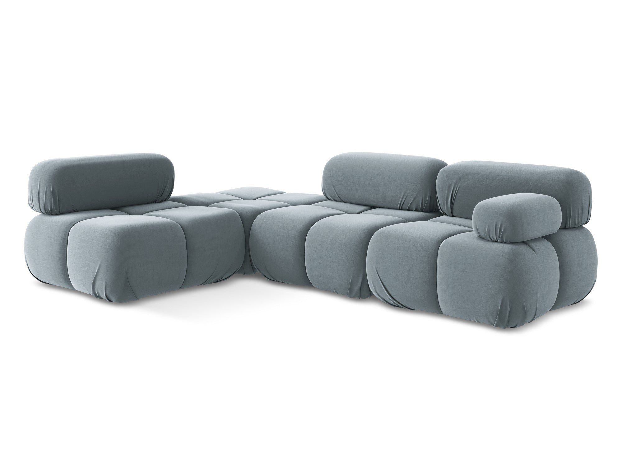Modularer Samt-Ecksofa links LOKUA hellblau