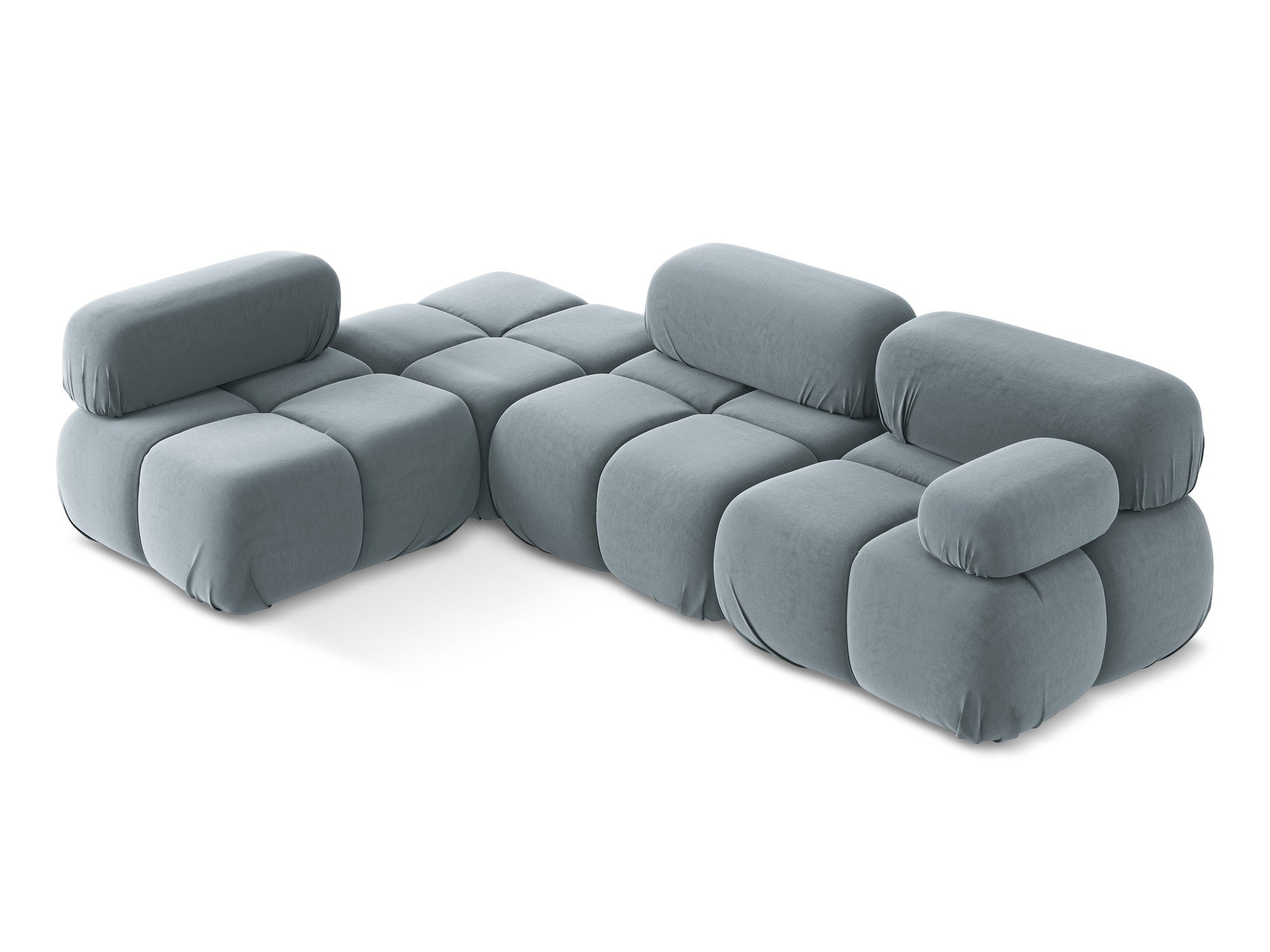 Modularer Samt-Ecksofa links LOKUA hellblau