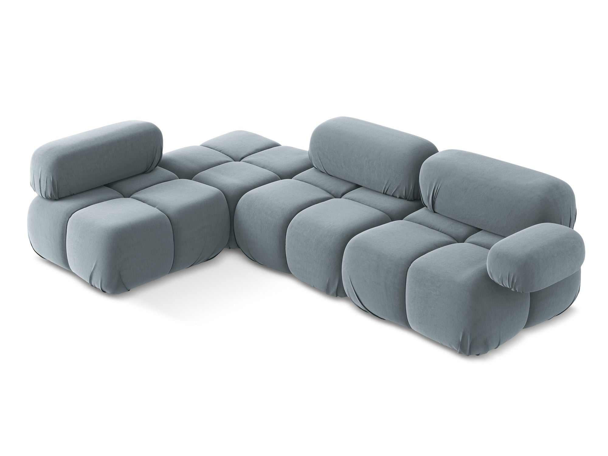 Modularer Samt-Ecksofa links LOKUA hellblau