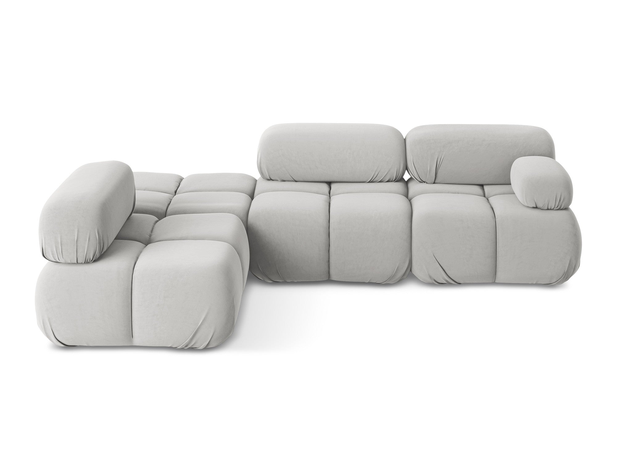 Silver left-sided velvet modular corner sofa LOKUA