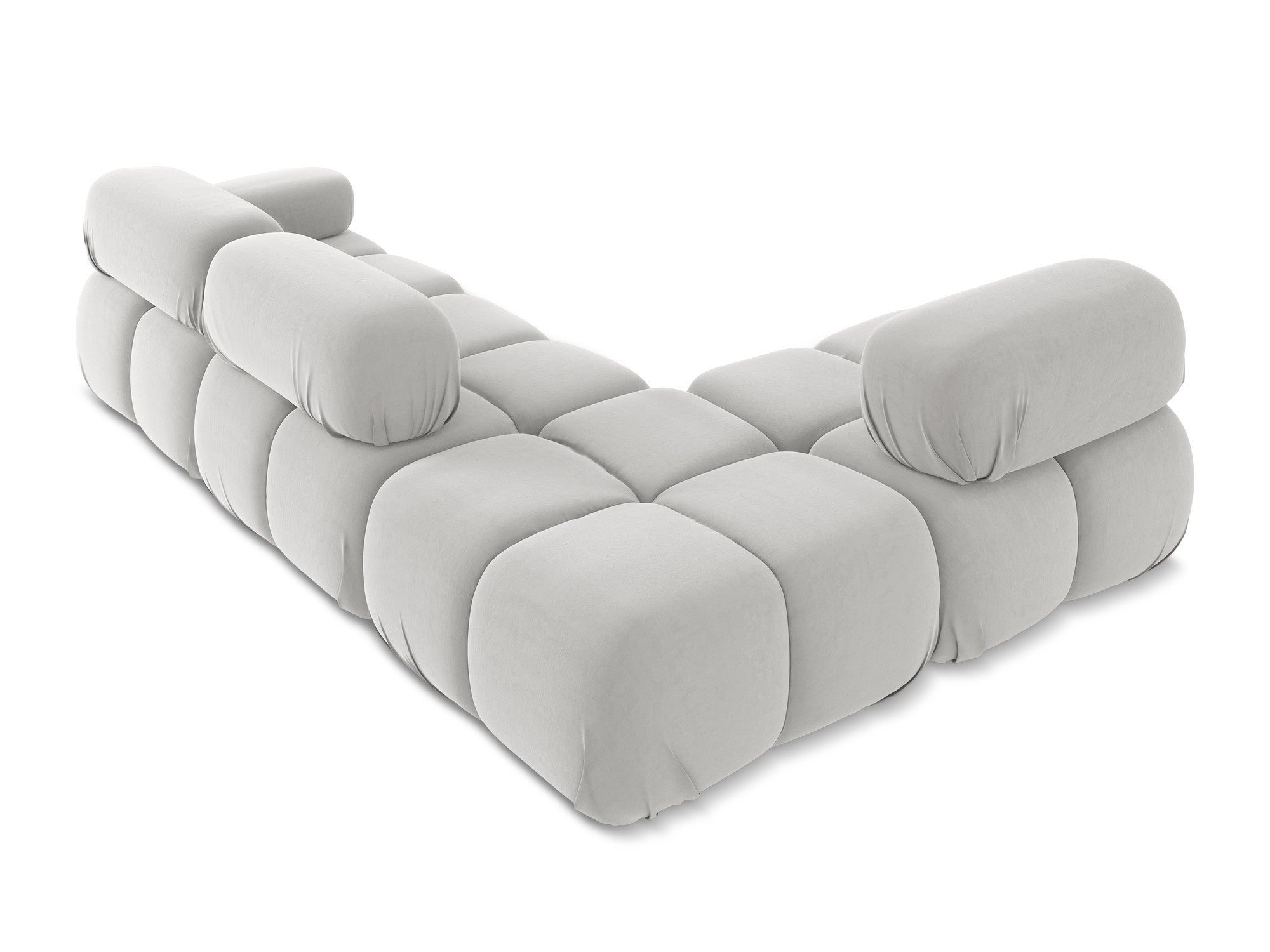 Silver left-sided velvet modular corner sofa LOKUA