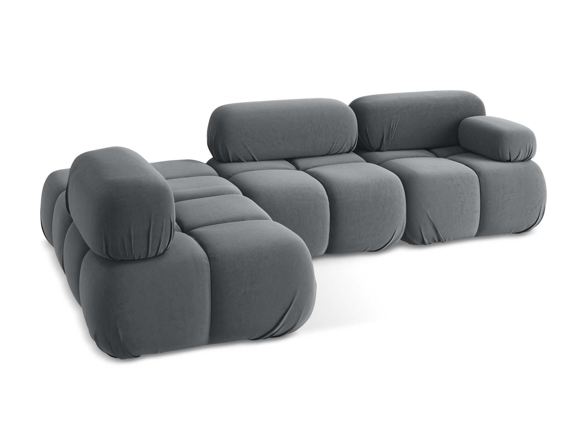 Left-sided modular velvet corner sofa LOKUA in steel gray