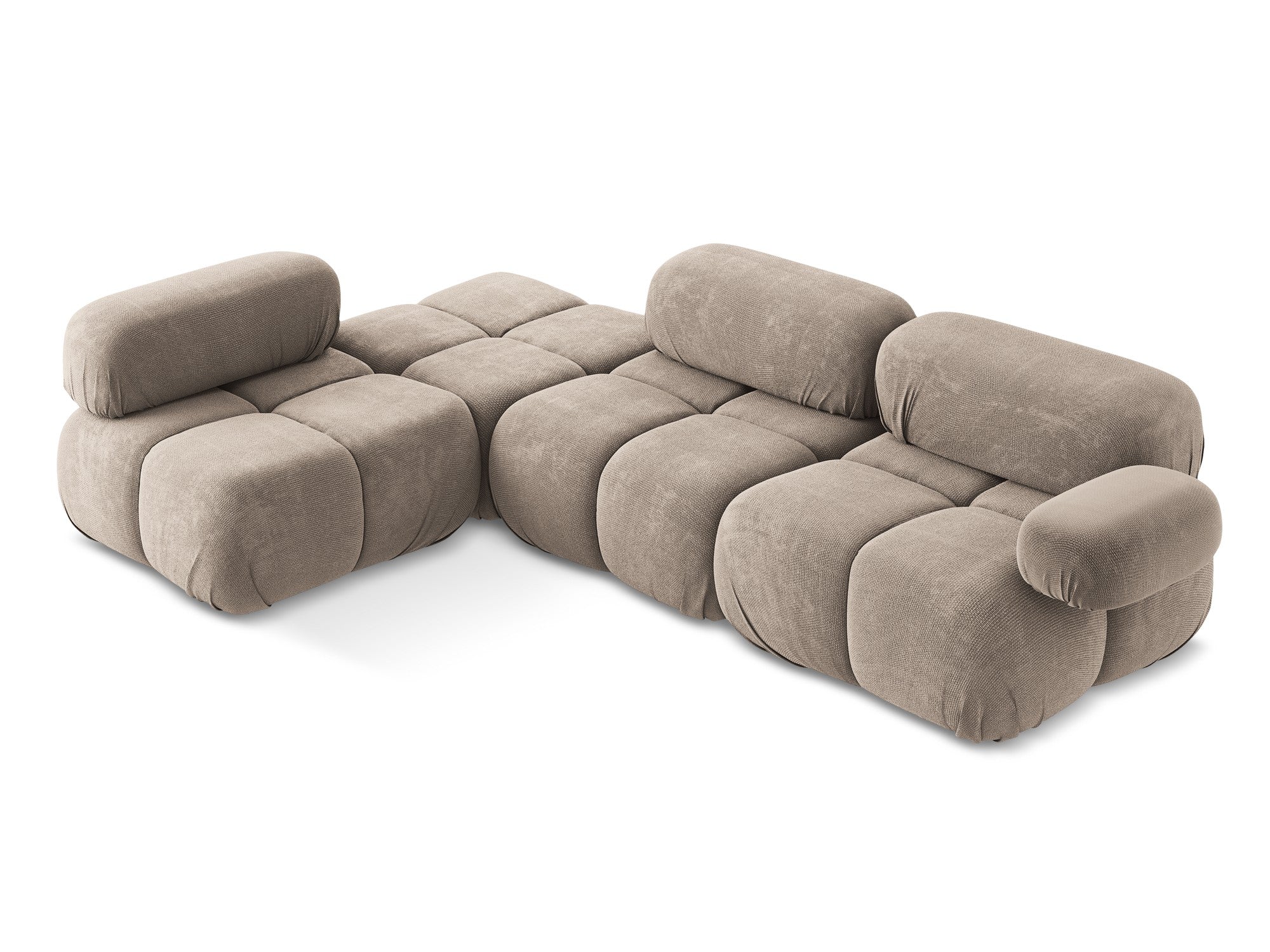 Left-facing modular corner sofa LOKUA dark beige chenille