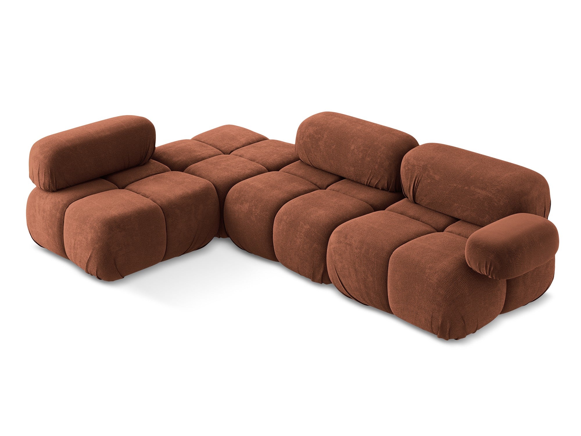 Modularer linksseitiger Ecksofa LOKUA Terrakotta Chenille