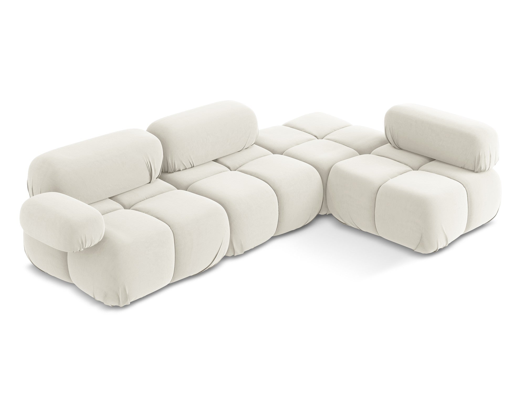 Narożnik modułowy aksamitny prawostronny LOKUA jasnobeżowy