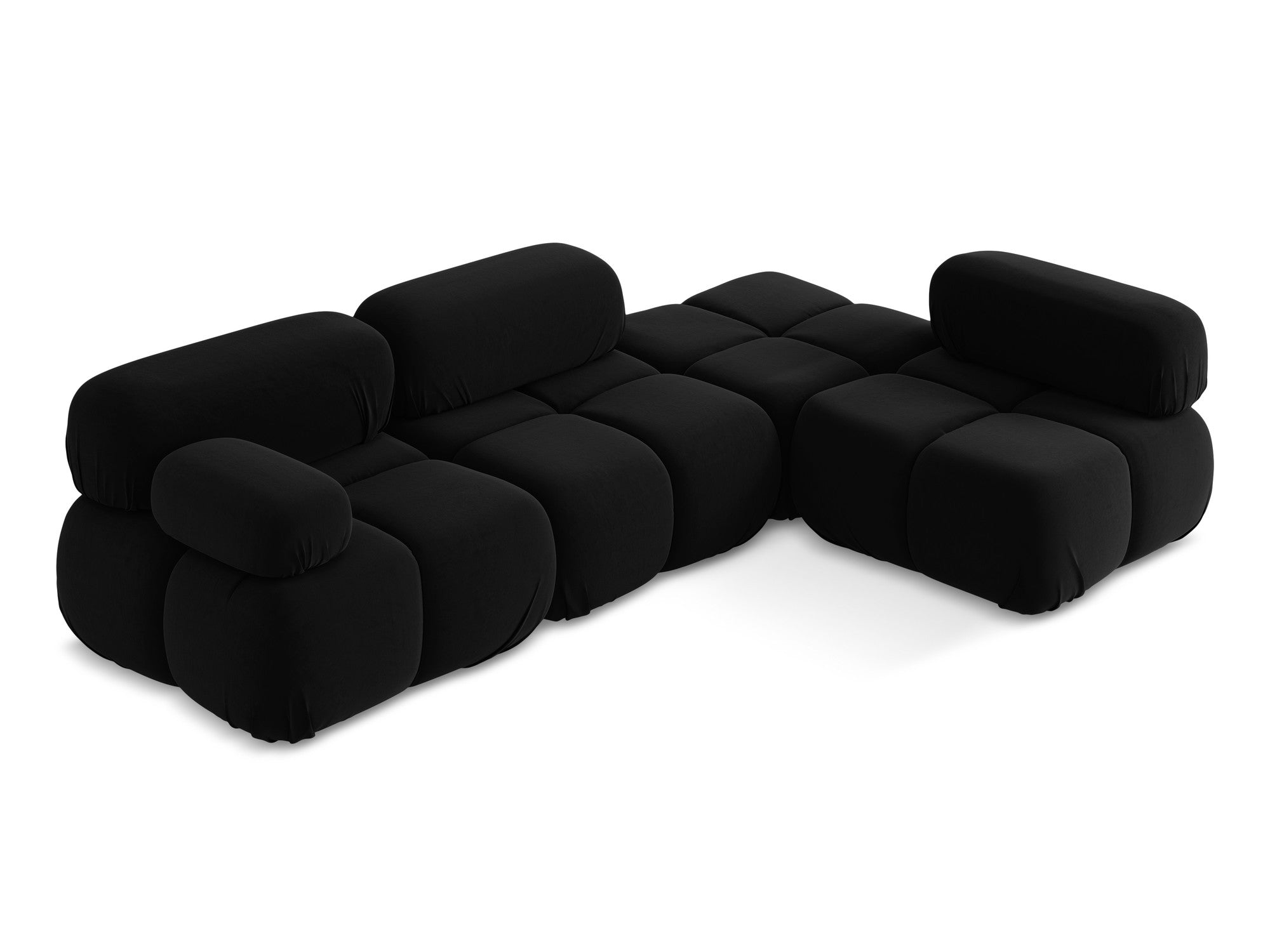 Modularer Samt-Ecksofa rechts LOKUA schwarz