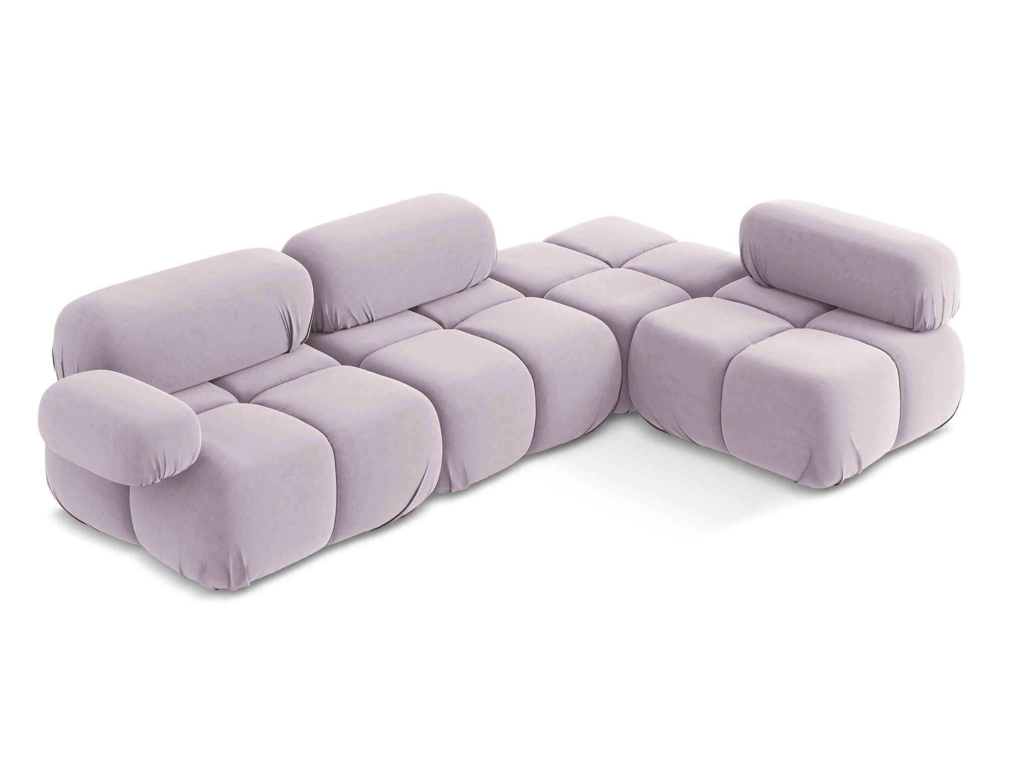 Right-facing modular velvet corner sofa LOKUA in lavender