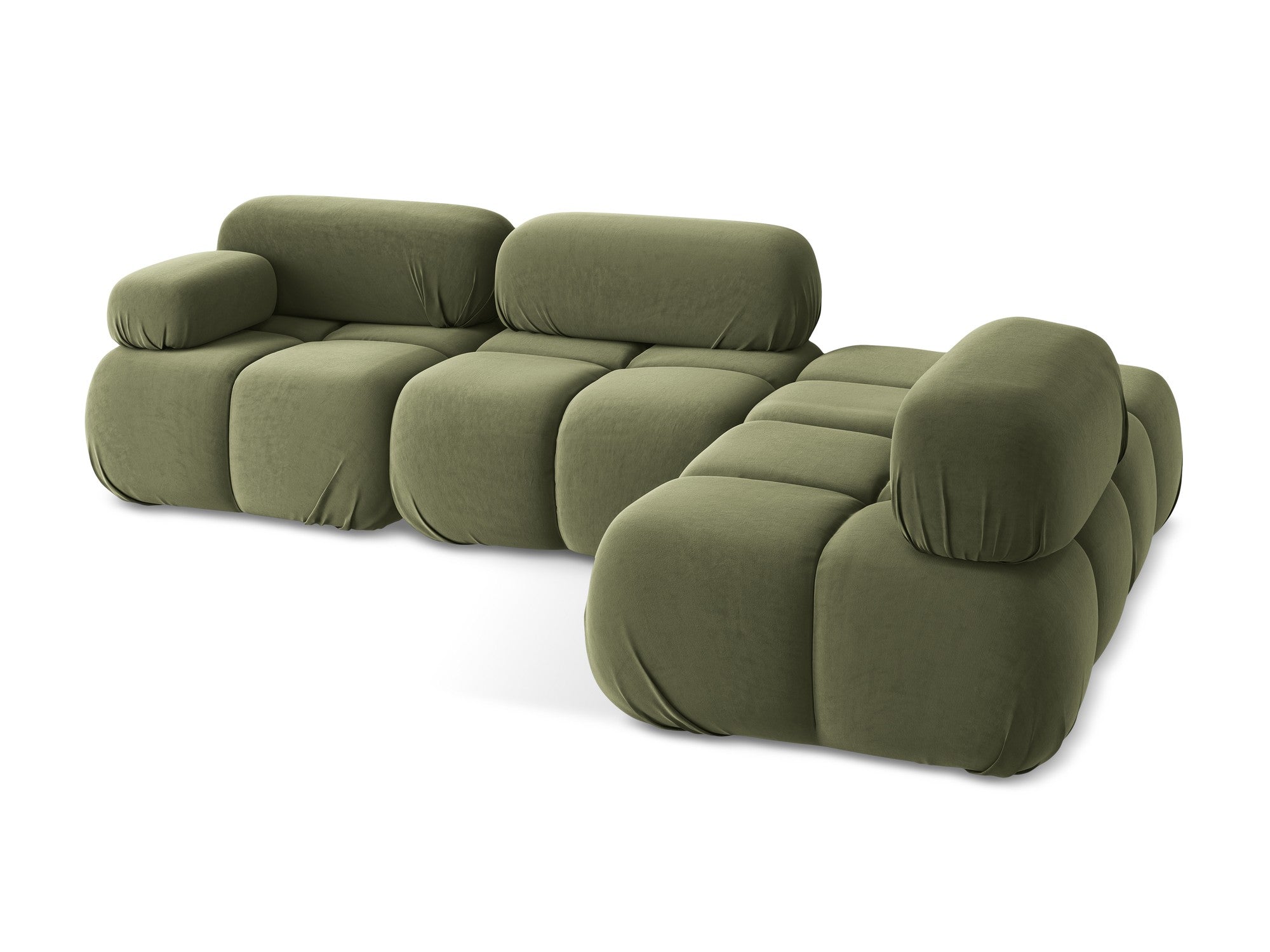 Modularer Samt-Ecksofa rechts LOKUA olivgrün