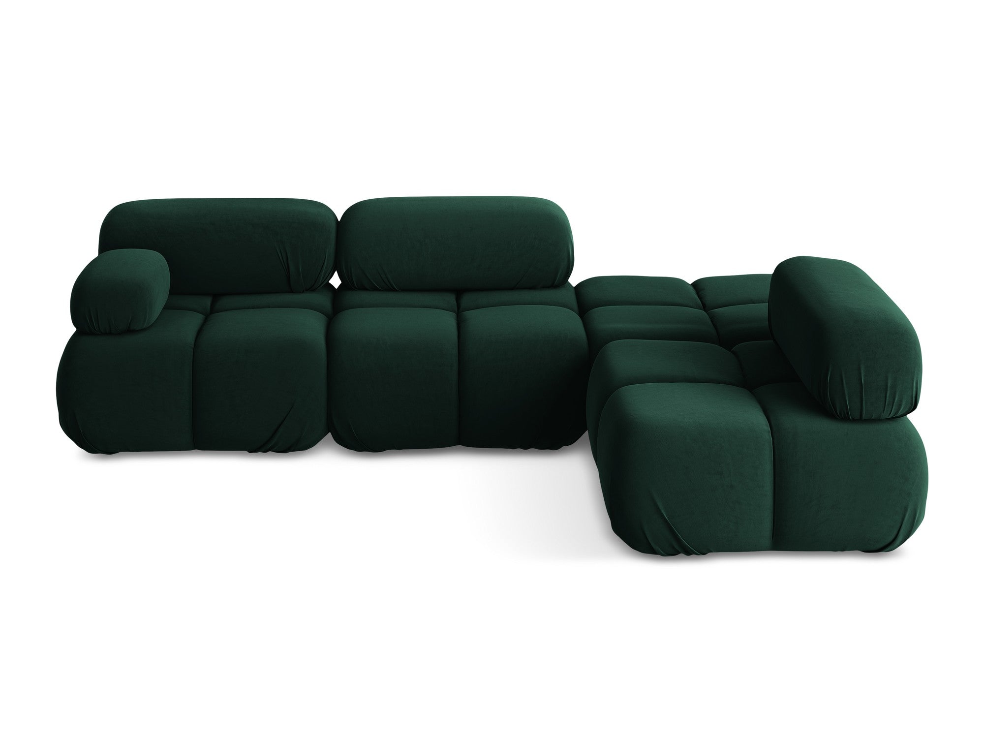 Modularer Samt-Ecksofa rechts LOKUA in Flaschengrün