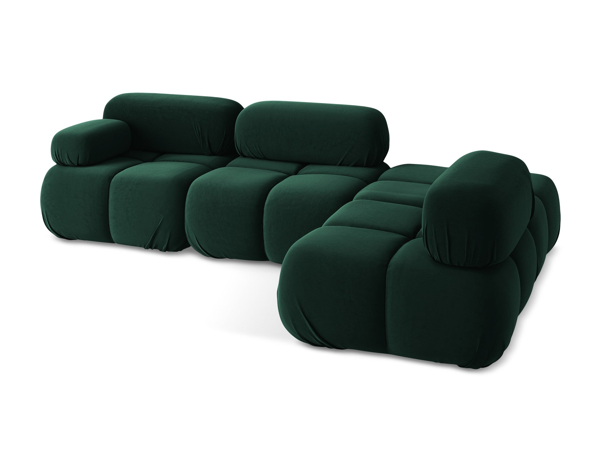 Modularer Samt-Ecksofa rechts LOKUA in Flaschengrün