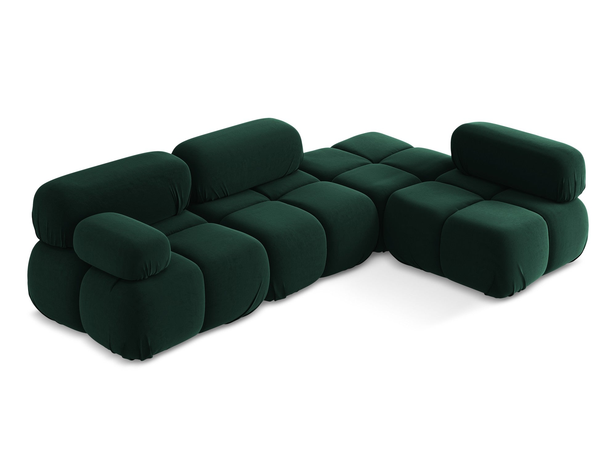 Modularer Samt-Ecksofa rechts LOKUA in Flaschengrün