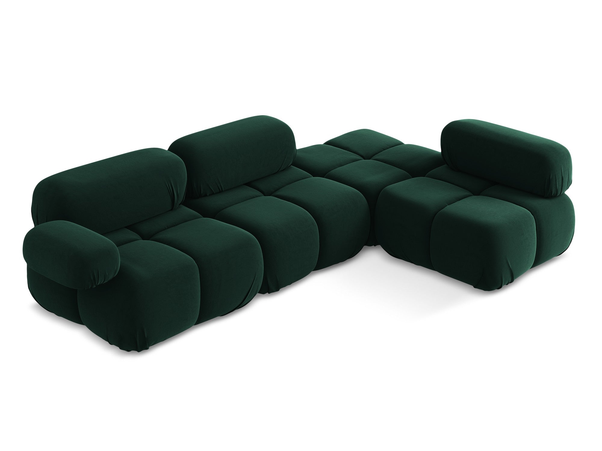 Modularer Samt-Ecksofa rechts LOKUA in Flaschengrün