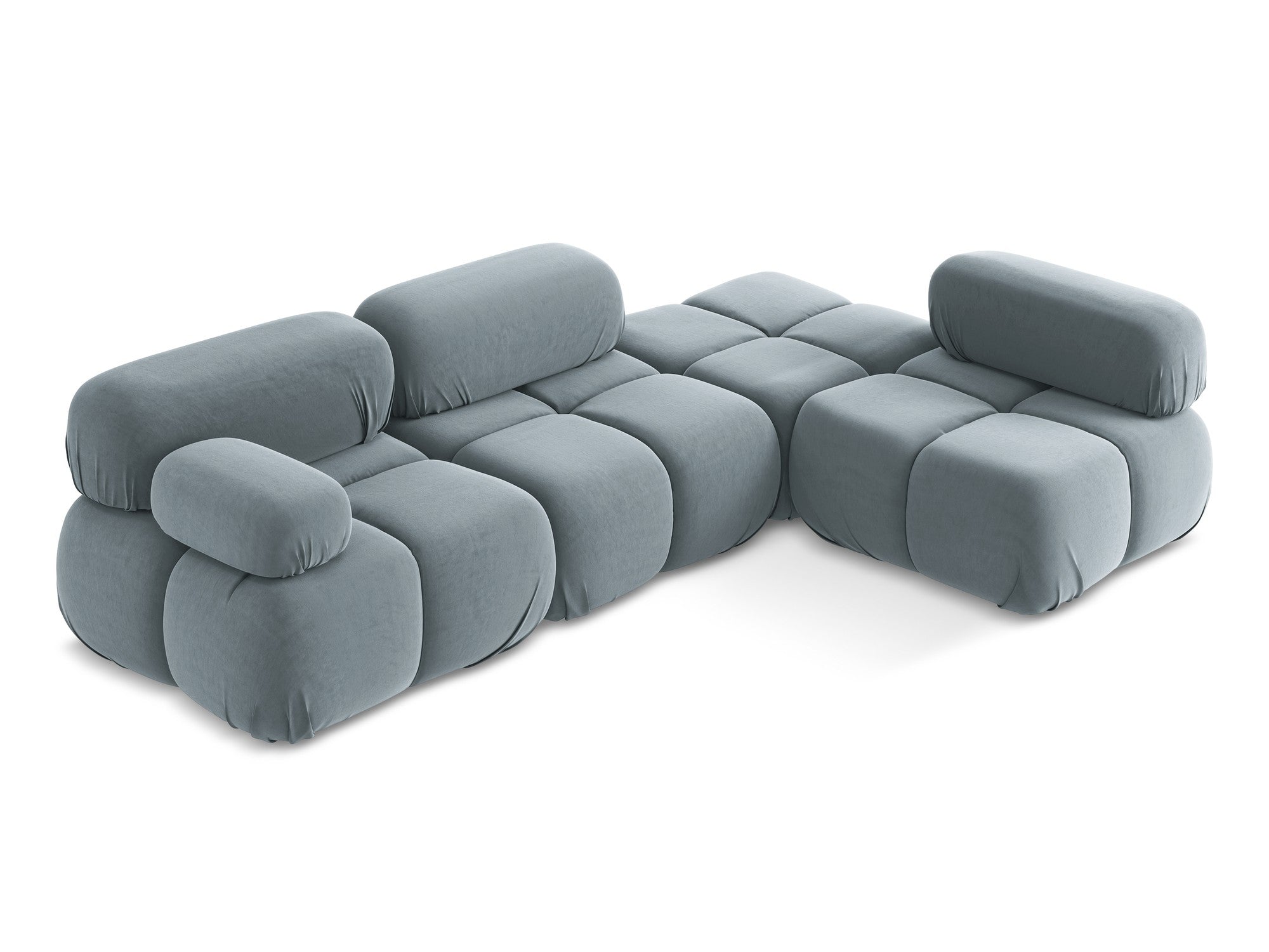 Modularer Samt-Ecksofa rechts LOKUA hellblau