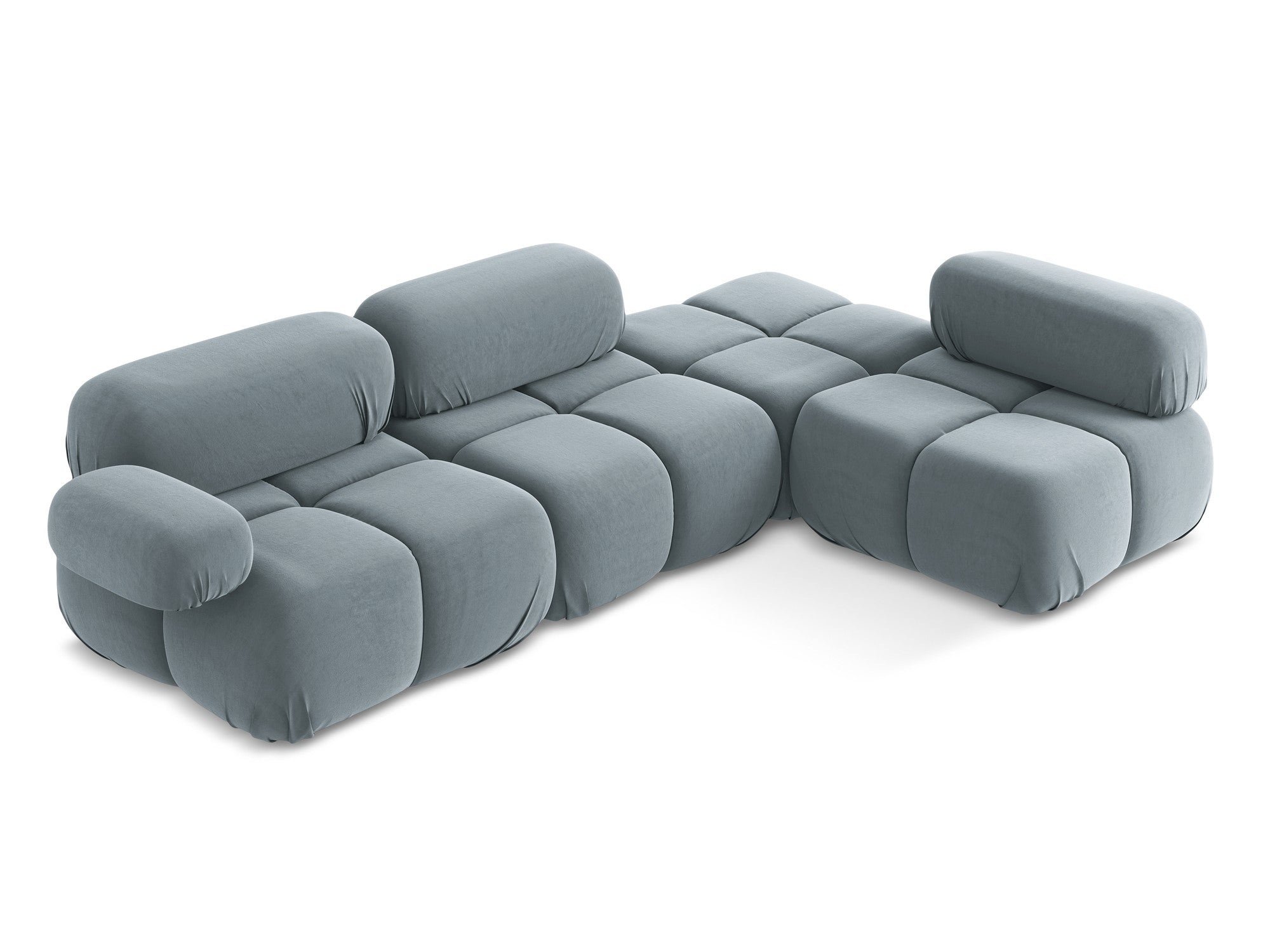 Modularer Samt-Ecksofa rechts LOKUA hellblau