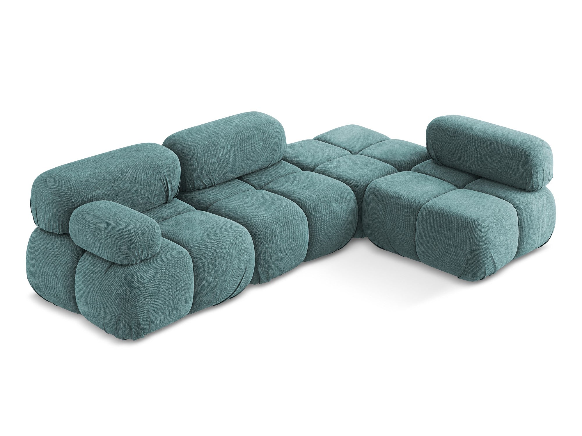 Rechtsseitige modulare Eckcouch LOKUA in jeansblauem Chenille